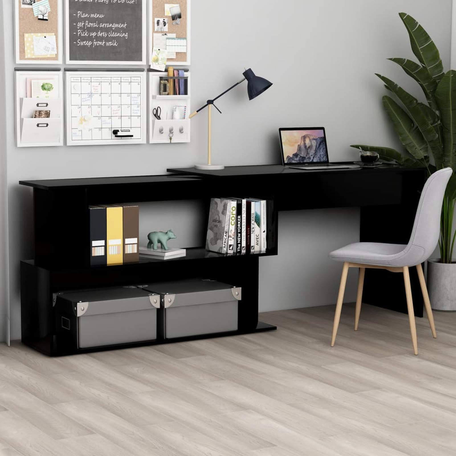 Festnight Black Corner Desk for Home Office - 78.7