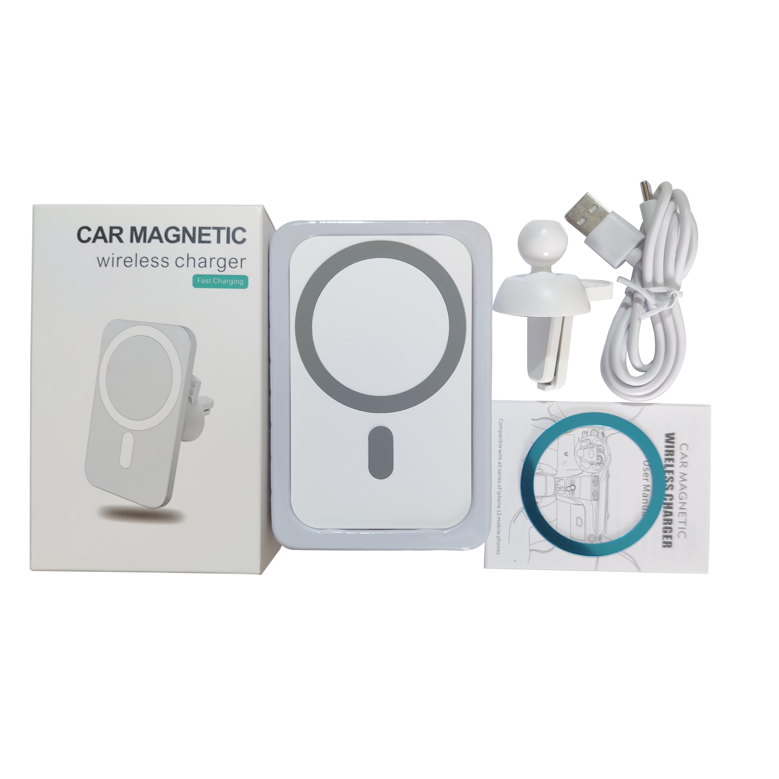 15W Fast Wireless Car Charger Mount for iPhone 16/15/14/13/12 - HYDGYC MagSafe Air Vent Phone Holder with 360° Rotation & Secure Grip (White) | Perfect for Commuting, Road Trips & Hands-Free Charging