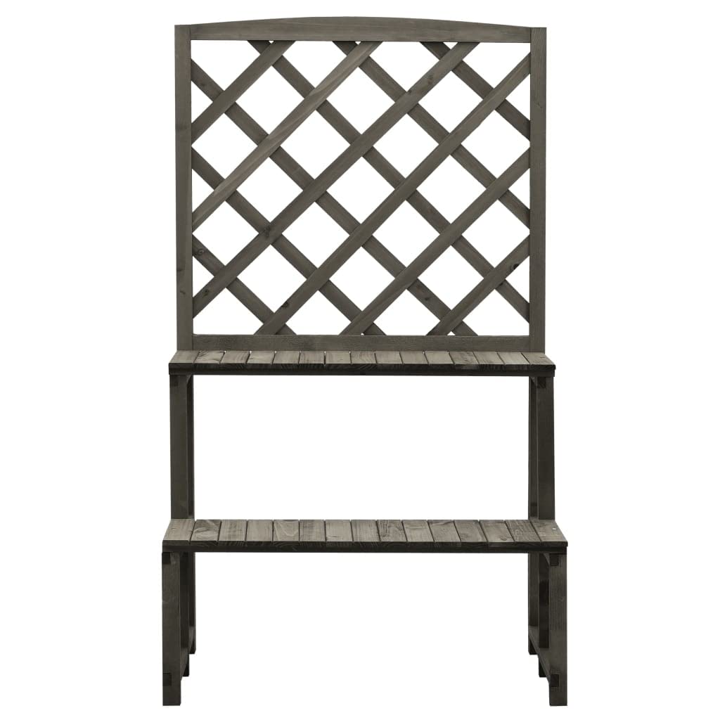 CHARMMA 27.6 Inch Tall Plant Stand with Trellis - Gray Firwood Indoor/Outdoor Flower Pot Holder (16.5x47.2 Inch) 5.25KG - Perfect for Balcony, Garden, Patio & Home Decor