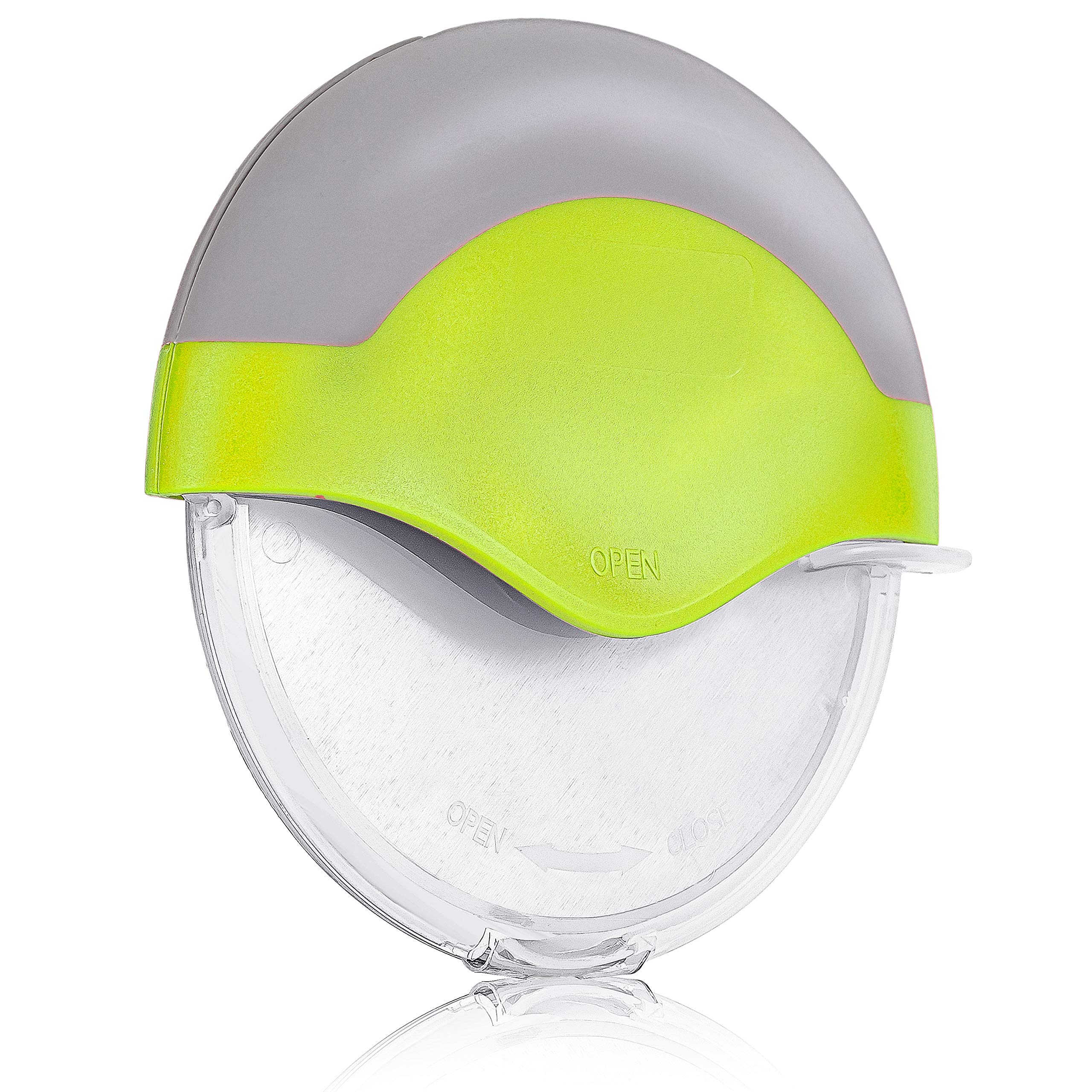 Super Sharp Kitchen Ziz Pizza Cutter Wheel - Stainless Steel Blade with Protective Cover, Easy to Clean Kitchen Gadget for Slicing Pizza, Dough, Pastries - Perfect for Home Cooking & Restaurant Use (Green)