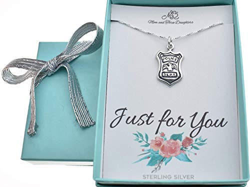 Handmade Sterling Silver Policewoman Charm Pendant Necklace - 16