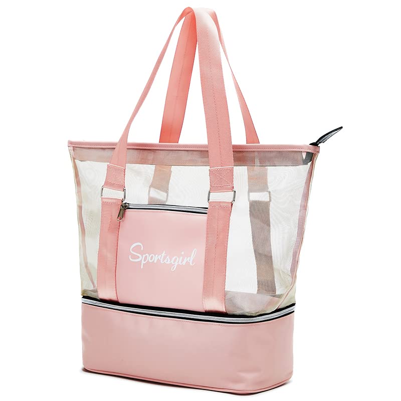 BE SMART Large Mesh Beach Bag for Women - Waterproof Travel Tote, Swim & Gym Bag, Cooler Tote - Perfect for Pool, Beach, Workout & Outdoor Activities