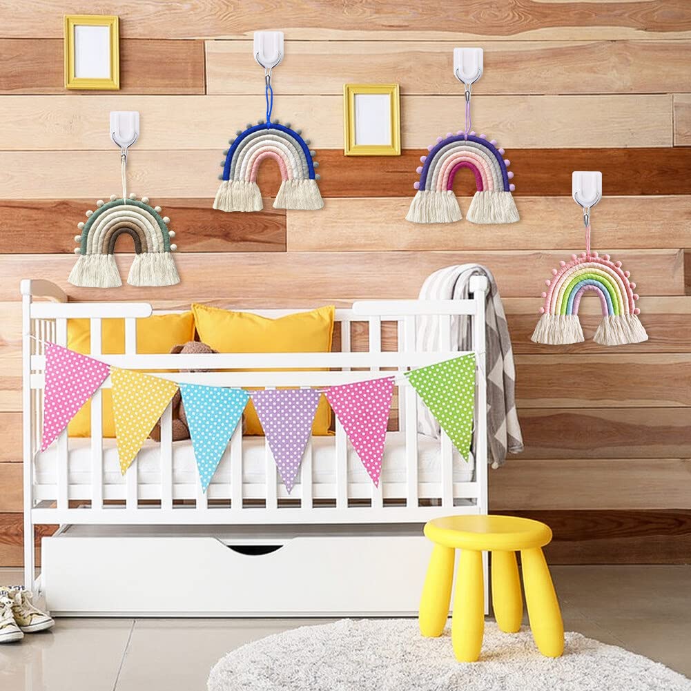 Boho Rainbow Macrame Wall Hanging - Handmade Bohemian Nursery Decor for Baby Room, Baby Shower, Kids Bedroom - Perfect for Gender Neutral Nursery, Wall Art & Boho Home Decor