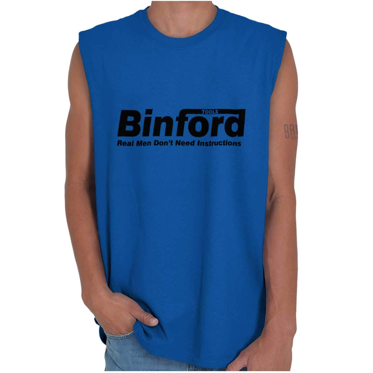 Binford Tools Real Men No Instruction Needed Tank Top - Unisex Graphic Tee for Men & Women - Perfect for DIY Projects, Workouts, and Casual Wear