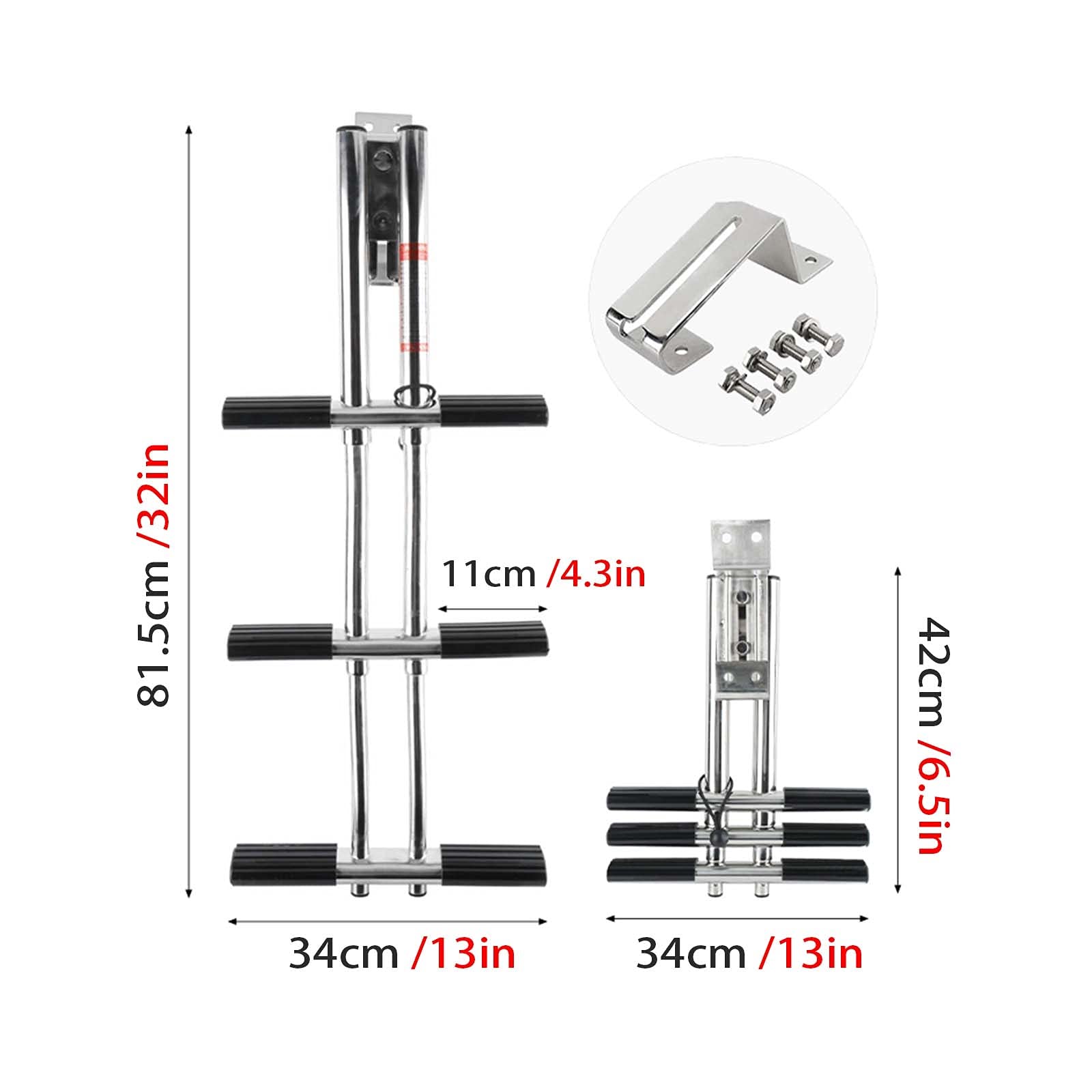 3-Step Telescoping Boat Boarding Ladder - Heavy Duty Marine Swim Platform Ladder with Dual Vertical Telescopic Design for Easy Diving & Boarding | Transom Mount | Perfect for Fishing, Swimming & Water Sports