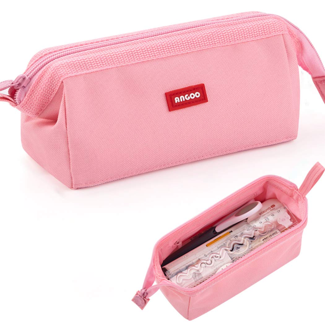iSuperb Large Capacity Pencil Case - Portable Zipper Pencil Pouch Organizer for School, Office & Travel - Storage Bag for Pens, Cosmetics & Makeup (Pink) - Perfect for Students, Artists & Professionals