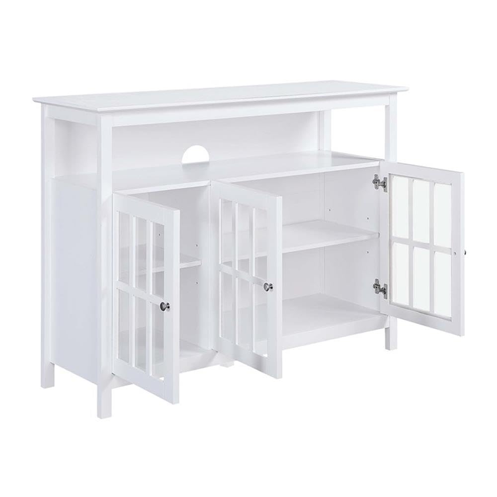 Convenience Concepts Big Sur Deluxe TV Stand - 55 Inch Entertainment Center with Storage Cabinets & Shelves, White - Perfect for Living Room, Bedroom & Home Theater Setup