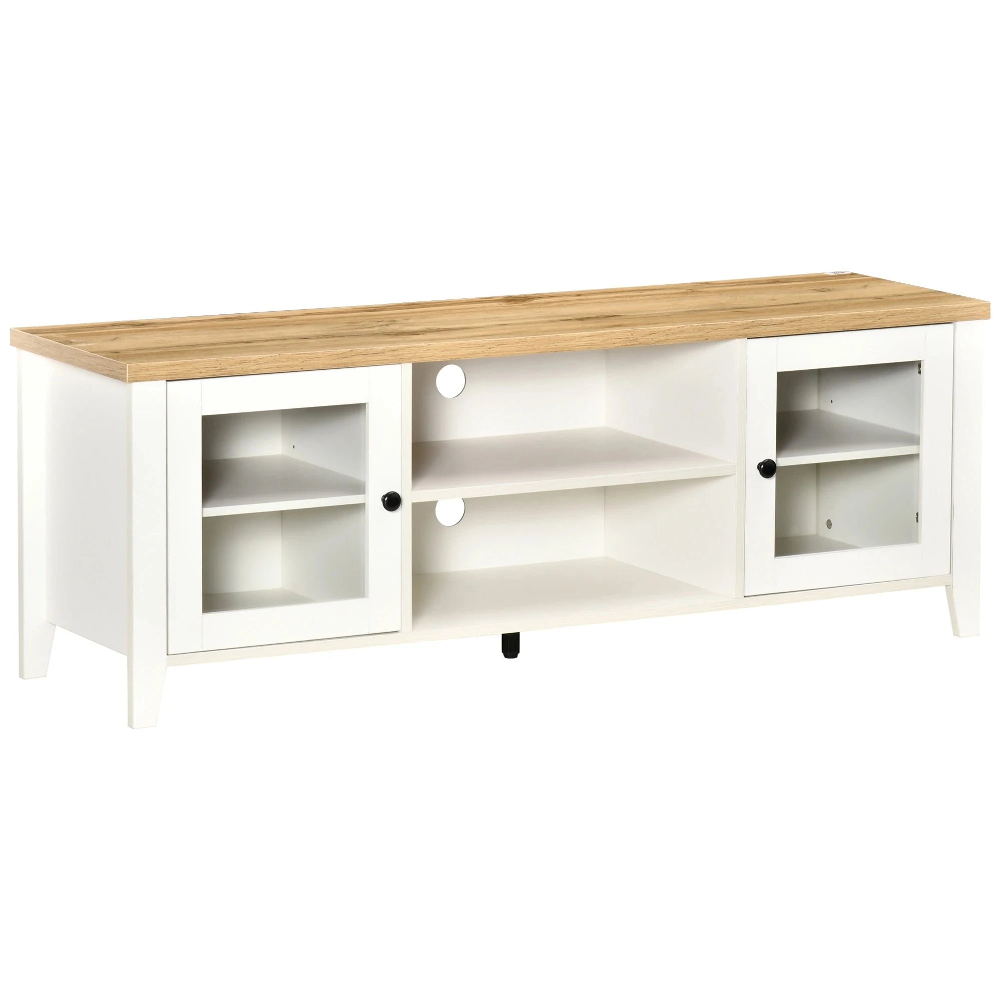 Modern TV Stand for Up to 60 Inch TVs - Sturdy Wooden Entertainment Center with Storage Shelf (Black/White/Walnut) - Perfect for Living Room, Bedroom & Home Theater Setup