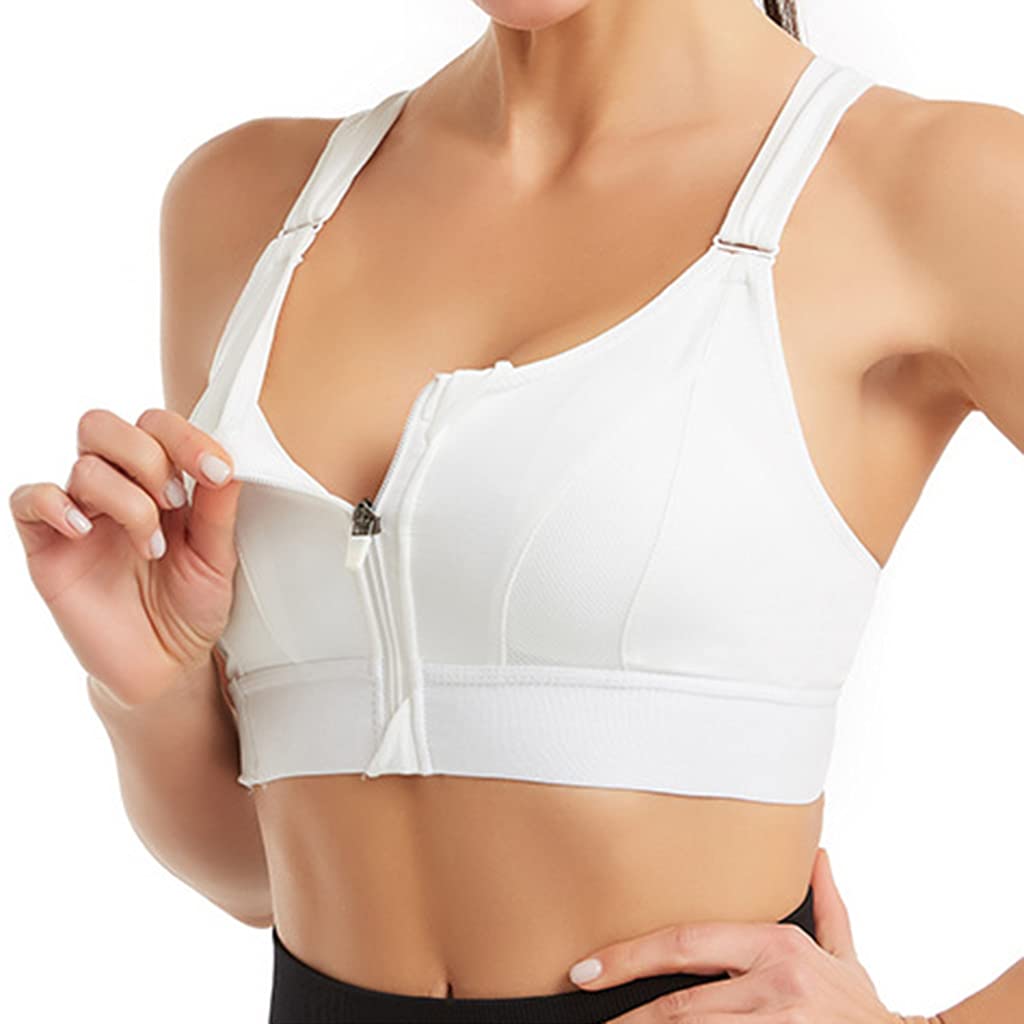 Adjustable Wireless Supportive Sports Bra with Zip Front & Adjustable Straps – Perfect for Running, Yoga & Gym Workouts