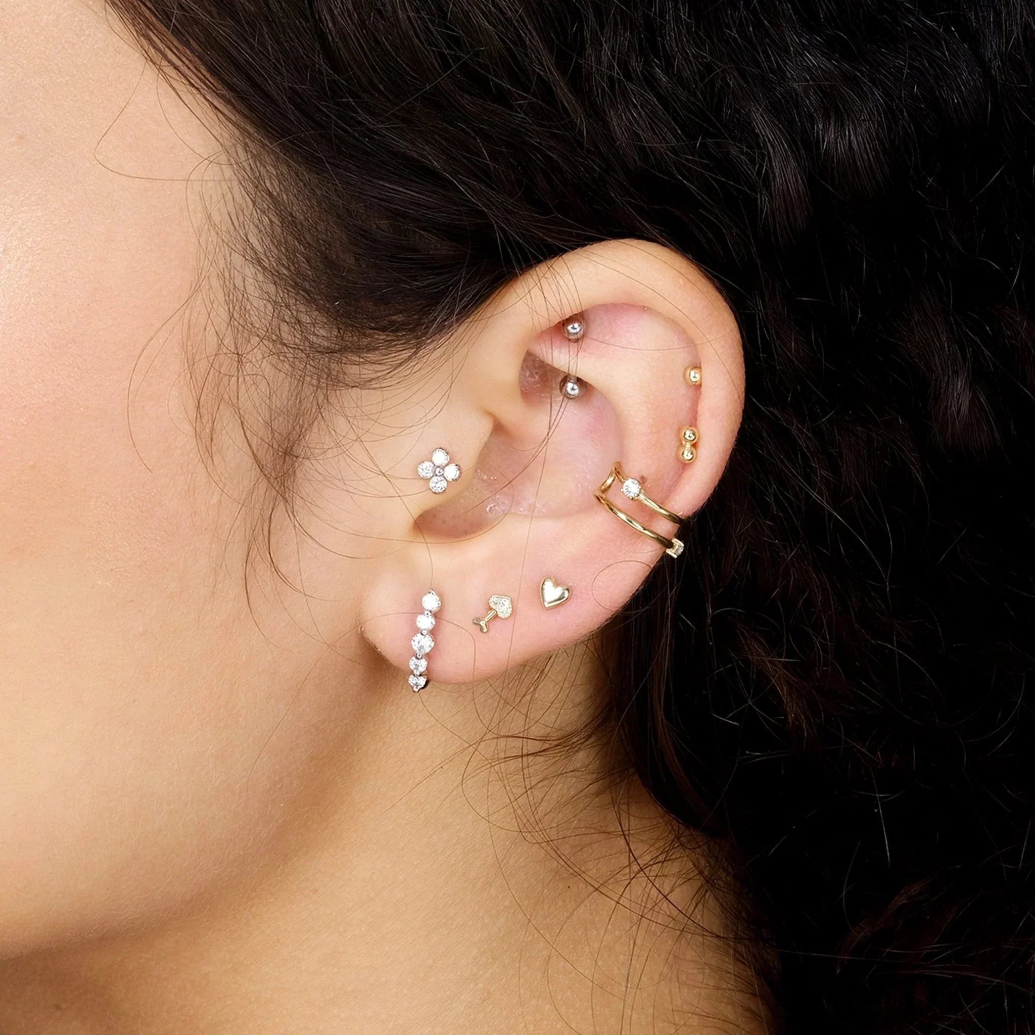 Minimalist Heart Flat Back Stud Earrings in Solid 14k Yellow Gold - Perfect for Everyday Wear, Gifts & Special Occasions