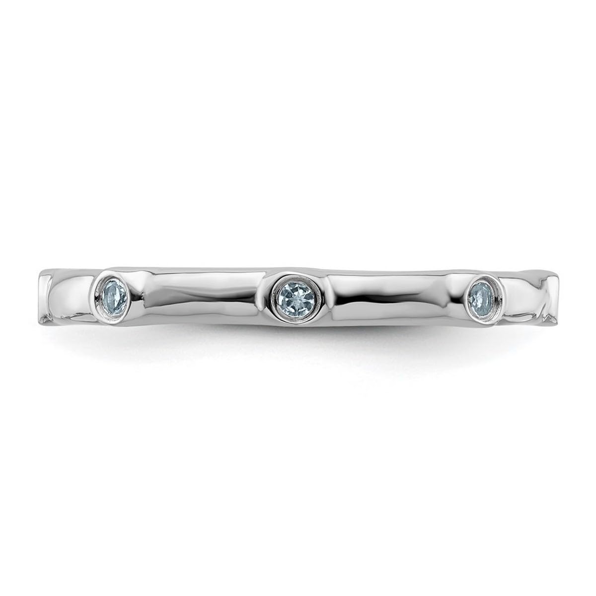 925 Sterling Silver Bezel Polished Stackable Aquamarine Ring for Women - Dainty Elegant Jewelry for Everyday Wear, Gift Giving & Special Occasions