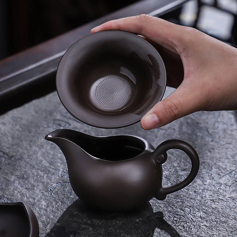 Premium Purple Clay Tea Set with Solid Wood Tea Tray - Authentic Yixing Style for Gongfu Tea Ceremony, Perfect for Home, Office & Gift Giving