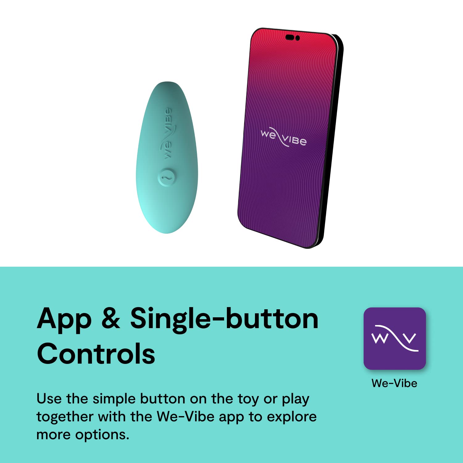 We-Vibe Sync Lite Couples Vibrator - Rechargeable App-Controlled Wearable Adult Toy for Dual G-Spot & Clitoral Stimulation with 10 Vibration Speeds | Perfect for Long-Distance Play, Couples Bonding & Solo Pleasure | Aqua Blue