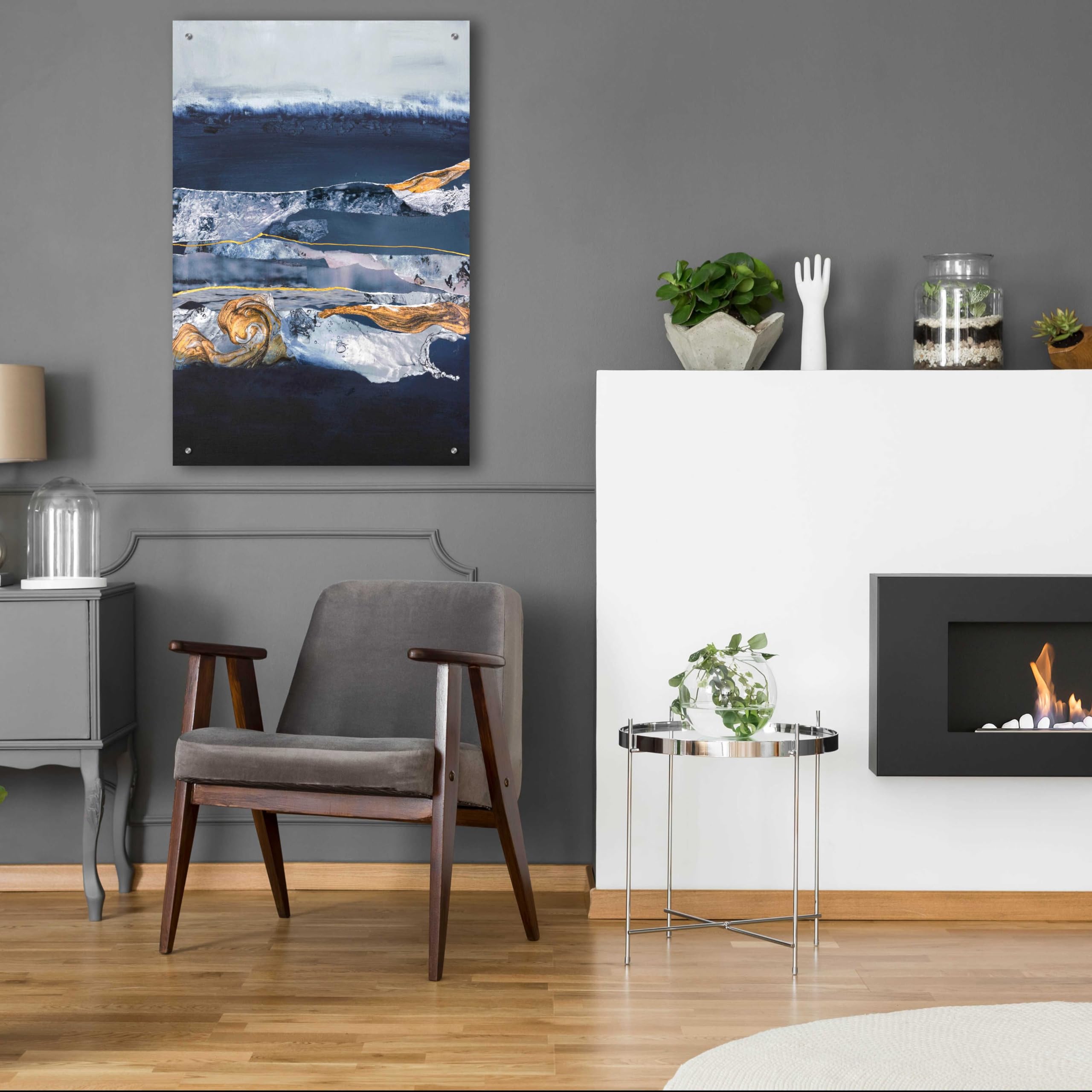 Epic 'Element Water' Acrylic Glass Wall Art by Design Fabrikken - 24x36 Inches Modern Abstract Painting for Living Room, Bedroom & Office Decor