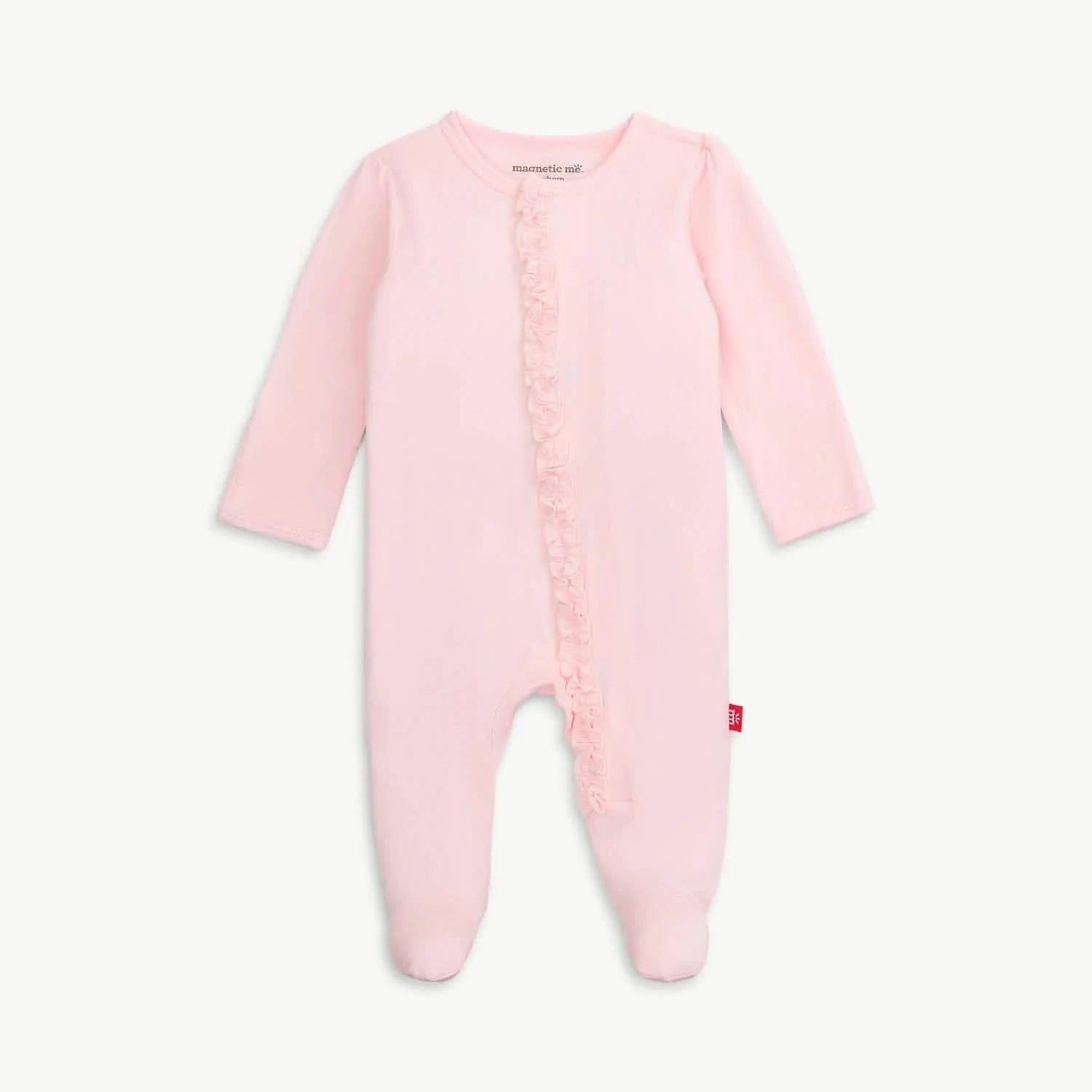 Modal Magnetic Footie with Ruffle - Soft Baby Socks for Girls & Boys | Pink Dogwood Floral Design | Non-Slip Infant Socks for Crawling & Playtime