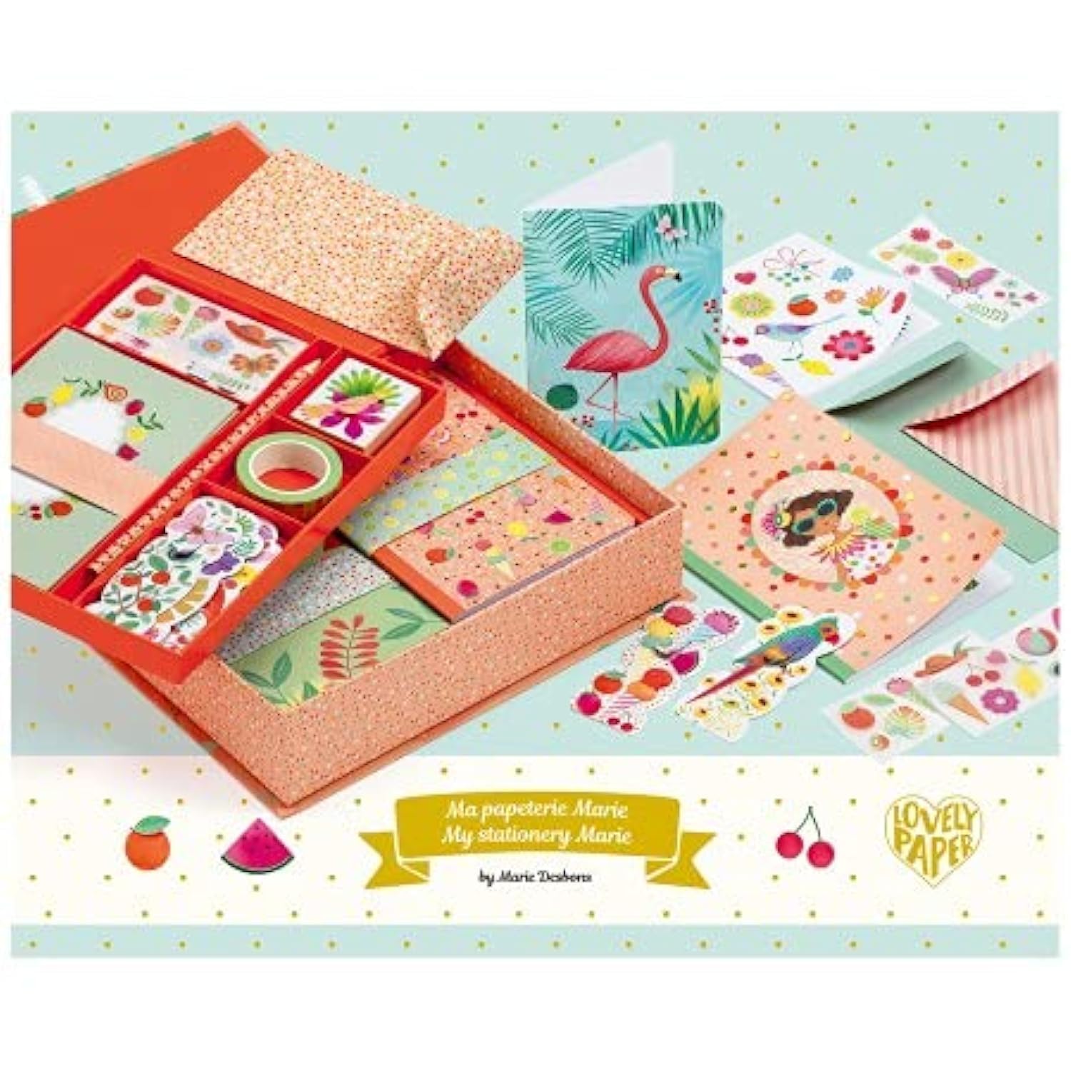 DJECO Marie Stationery Box Set - Premium Wooden Storage Box for Kids, Teens & Adults - Perfect for School, Office & Home Organization - Art Supplies, Pens, Pencils & Craft Accessories Storage