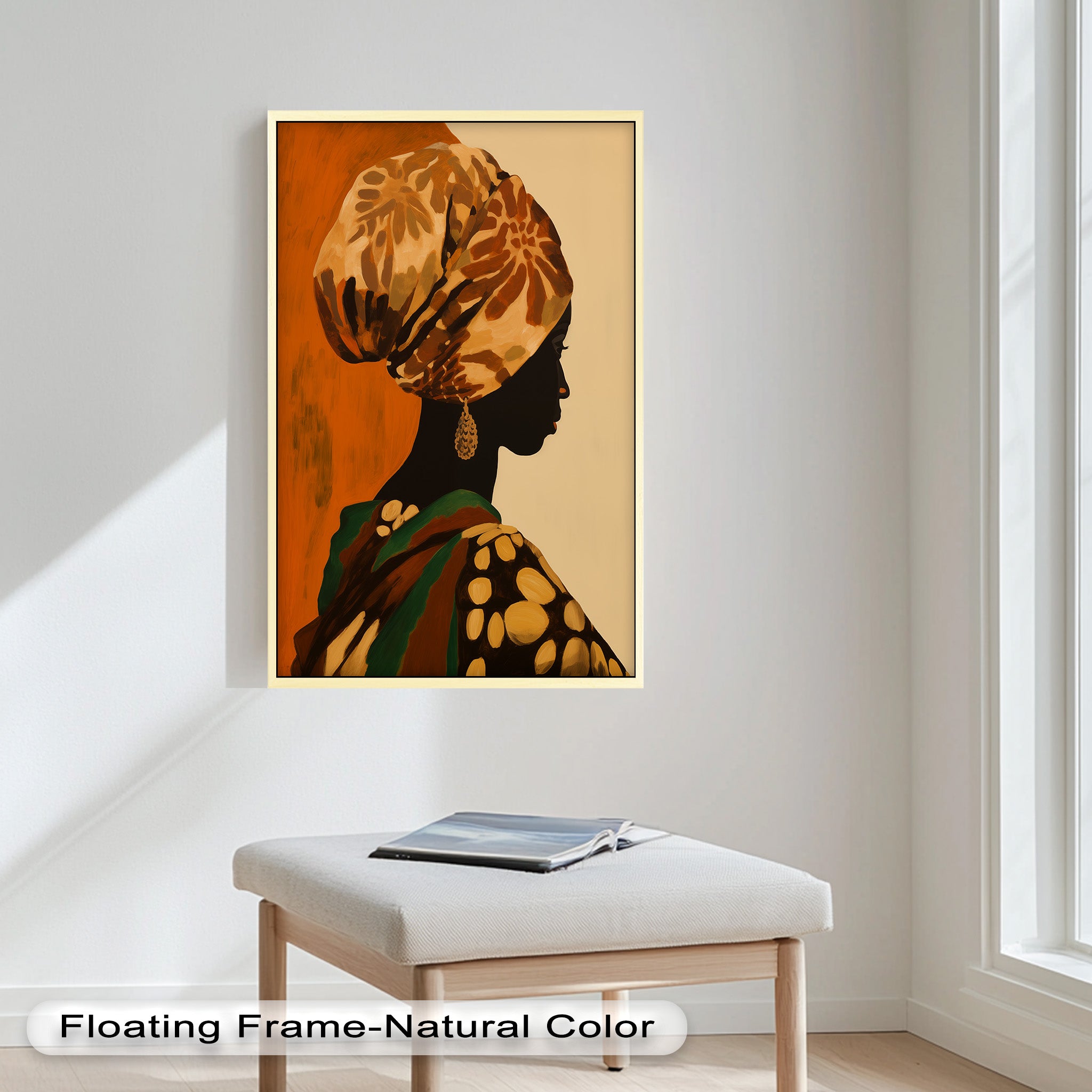 African Woman Portrait Art - Hand-Painted Framed Oil Painting for Home & Office Decor | Wall Art for Living Room, Bedroom, or Office
