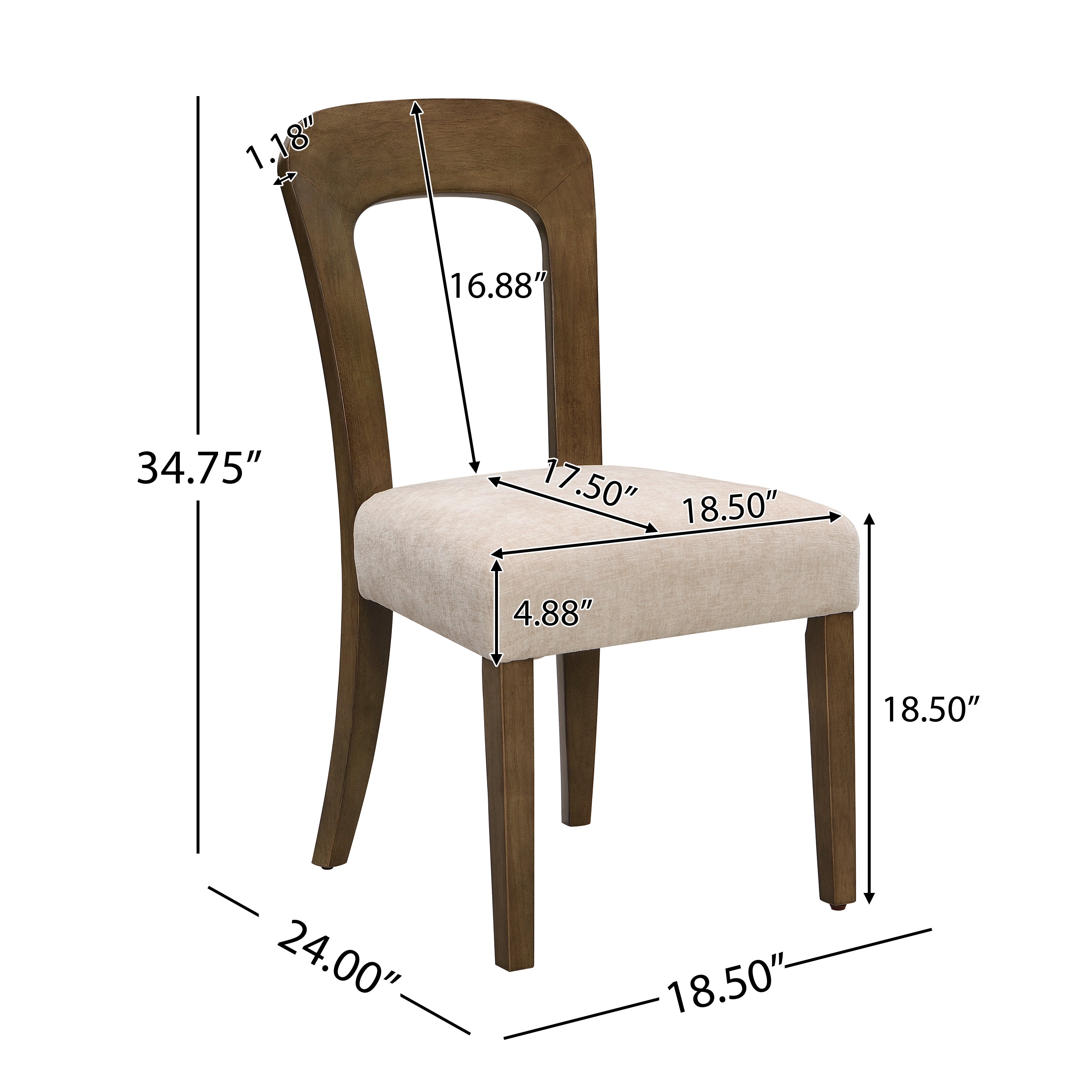 Set of 2 Upholstered Dining Chairs with Beige Fabric & Light Brown Rubber Wood Legs - 330 LBS Capacity - Perfect for Kitchen, Dining Room, Breakfast Nook & Small Space Decor