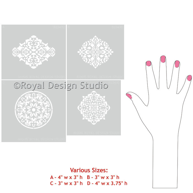 Arabesque Ornament Craft Stencil Set - 12 Piece Reusable DIY Painting Templates for Walls, Furniture & Fabric - Perfect for Home Decor, Scrapbooking & Art Projects