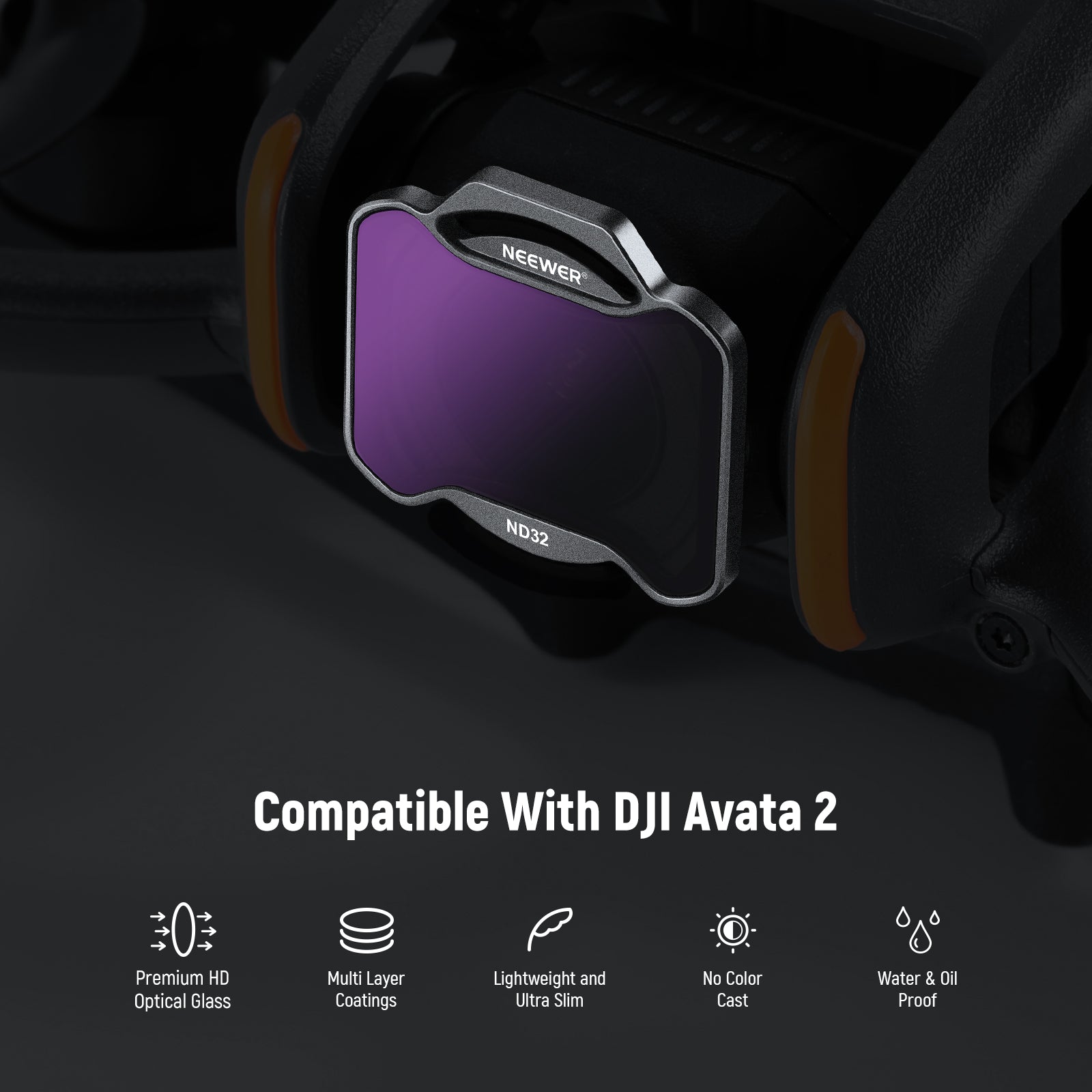 NEEWER FL A36 4-Pack Snap-On ND Filter Set for DJI Avata 2 Drone - Enhance Aerial Photography & Videography in Bright Conditions
