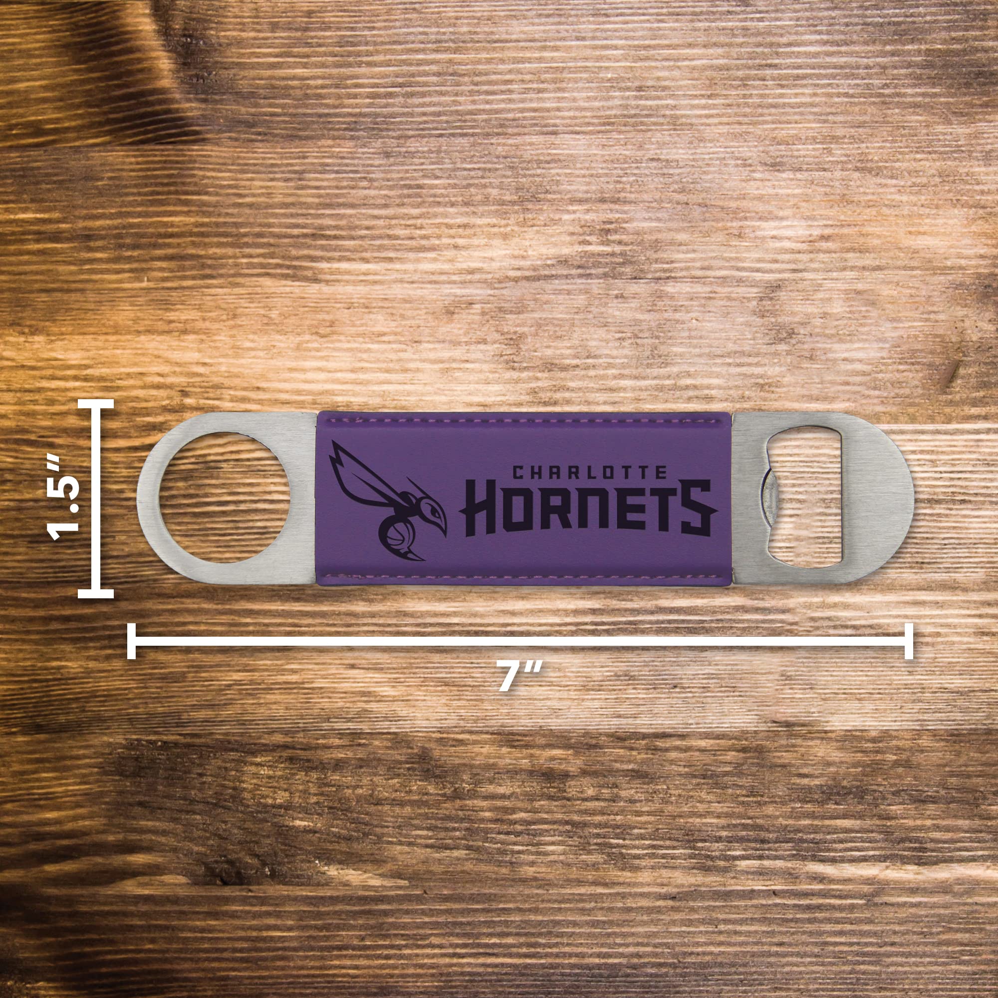 NBA Laser Engraved Bar Blade - Faux Leather Bottle Opener with Team Logo - Perfect Beverage Accessory for Game Day Parties, Sports Bars & Man Cave Decor