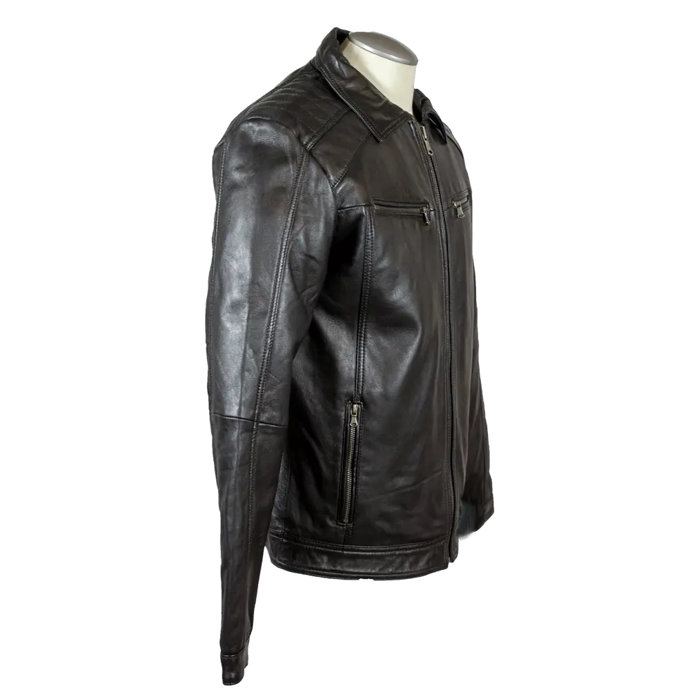BOL Men's Genuine Leather Jacket with Zip Pockets | Stylish & Durable Outerwear for Casual Wear, Motorcycle Riding & Outdoor Adventures