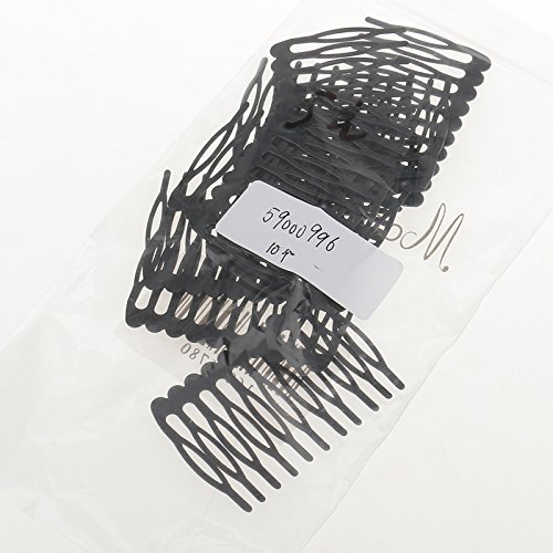 10 Pack Black Metal Wig Combs with 10 Teeth - Secure Hair Pins & Clips for Women's Hair Styling & DIY Beauty - Perfect for Cosplay, Wigs, Braids & Updos