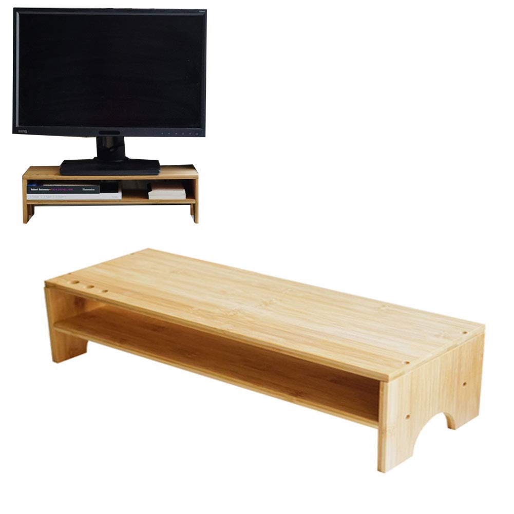 EASTR Adjustable Wooden Monitor Stand Riser - Ergonomic Laptop Stand with Storage Shelf for Computer, iMac, PC - Perfect for Home Office, Gaming Setup & Workspace Organization