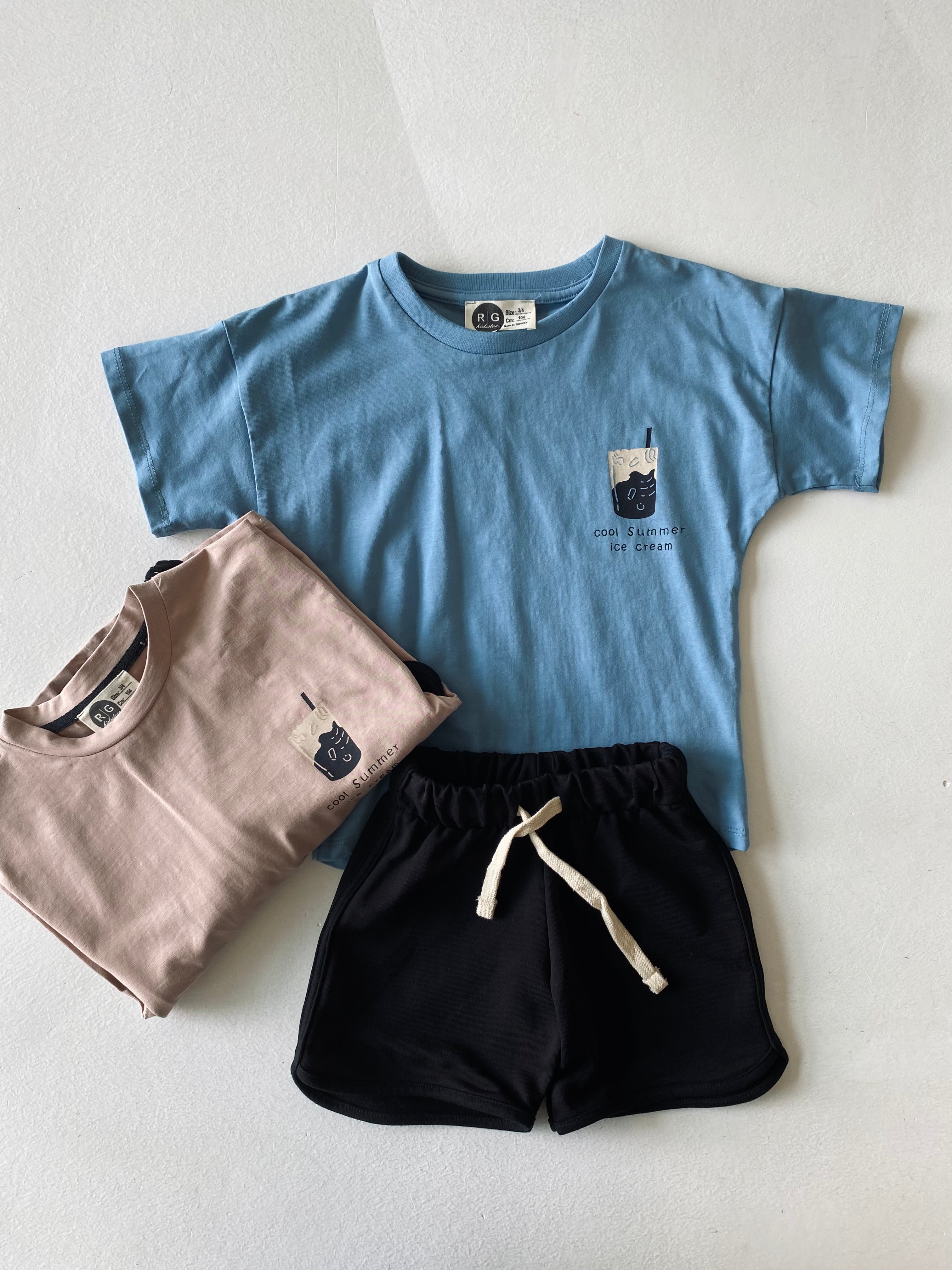 Unisex Kids 100% Cotton T-Shirt & Shorts Set - Soft Breathable Cotton Outfit for Boys Girls - Perfect for Summer Play, School, and Family Outings