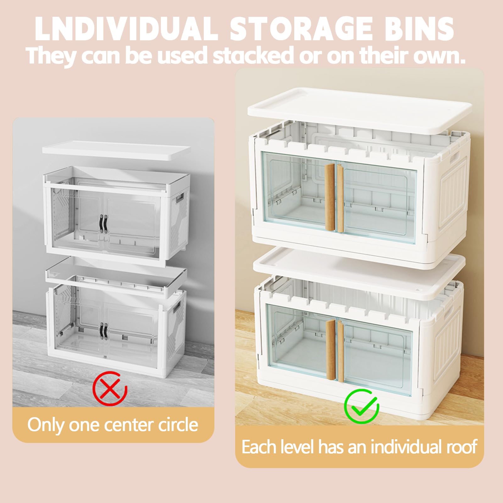 78 Quart Plastic Storage Bins with Lids - 4 Pack Stackable Organizer Bins with Wheels, White Collapsible Closet Storage Containers for Home, Office & Garage Organization | Space-Saving Solution for Clothes, Toys & Seasonal Items