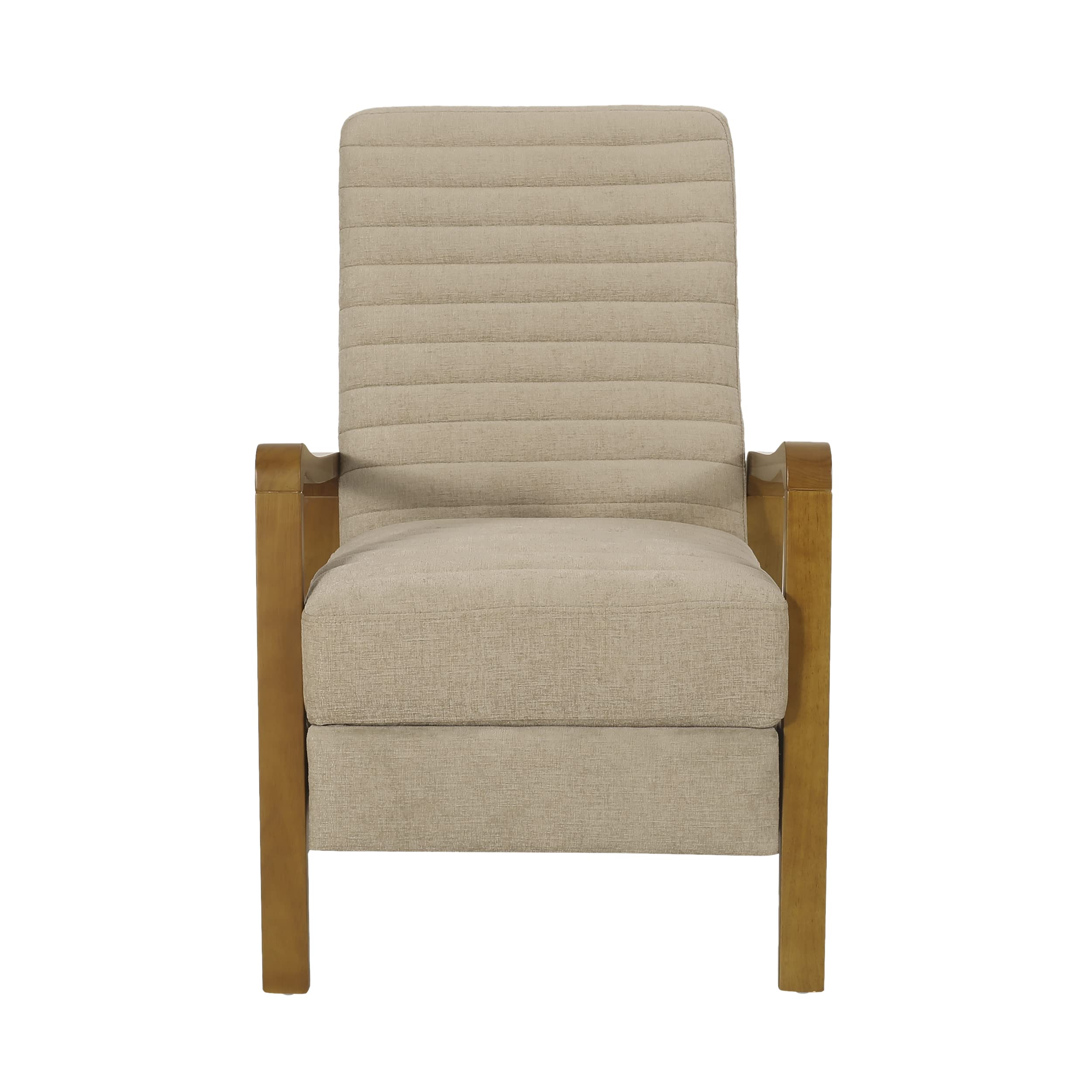 Christopher Knight Home Munro Channel Stitch Pushback Recliner - Sand/Teak Fabric - Comfortable Living Room Chair for Relaxing & Watching TV
