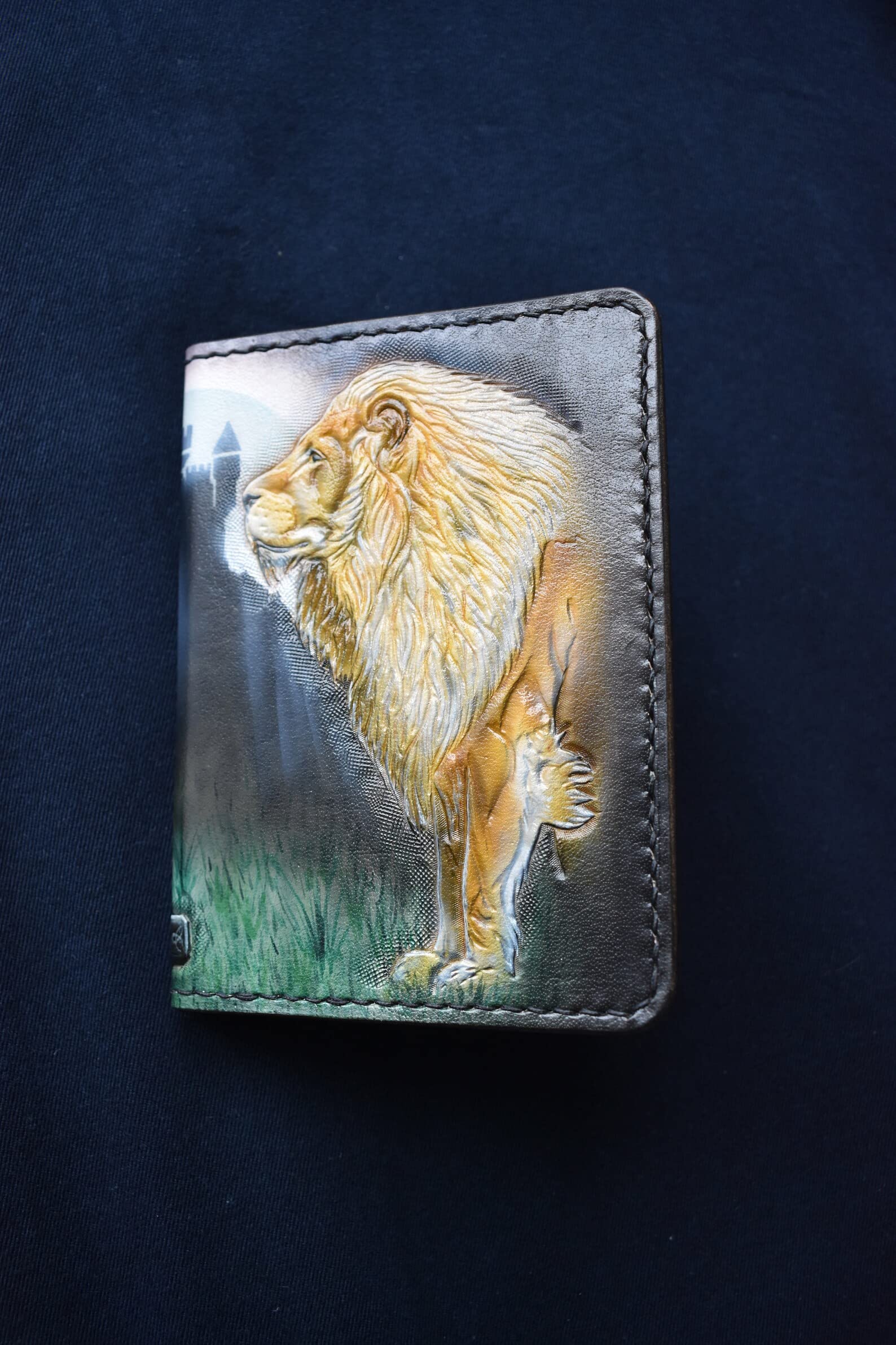 Premium 3D Genuine Leather Passport Holder - Hand-Carved & Hand-Painted Travel Wallet with Lion & Viking Designs - Custom Personalized Passport Cover for Men & Women - Perfect for International Travel, Business Trips & Luxury Gifts