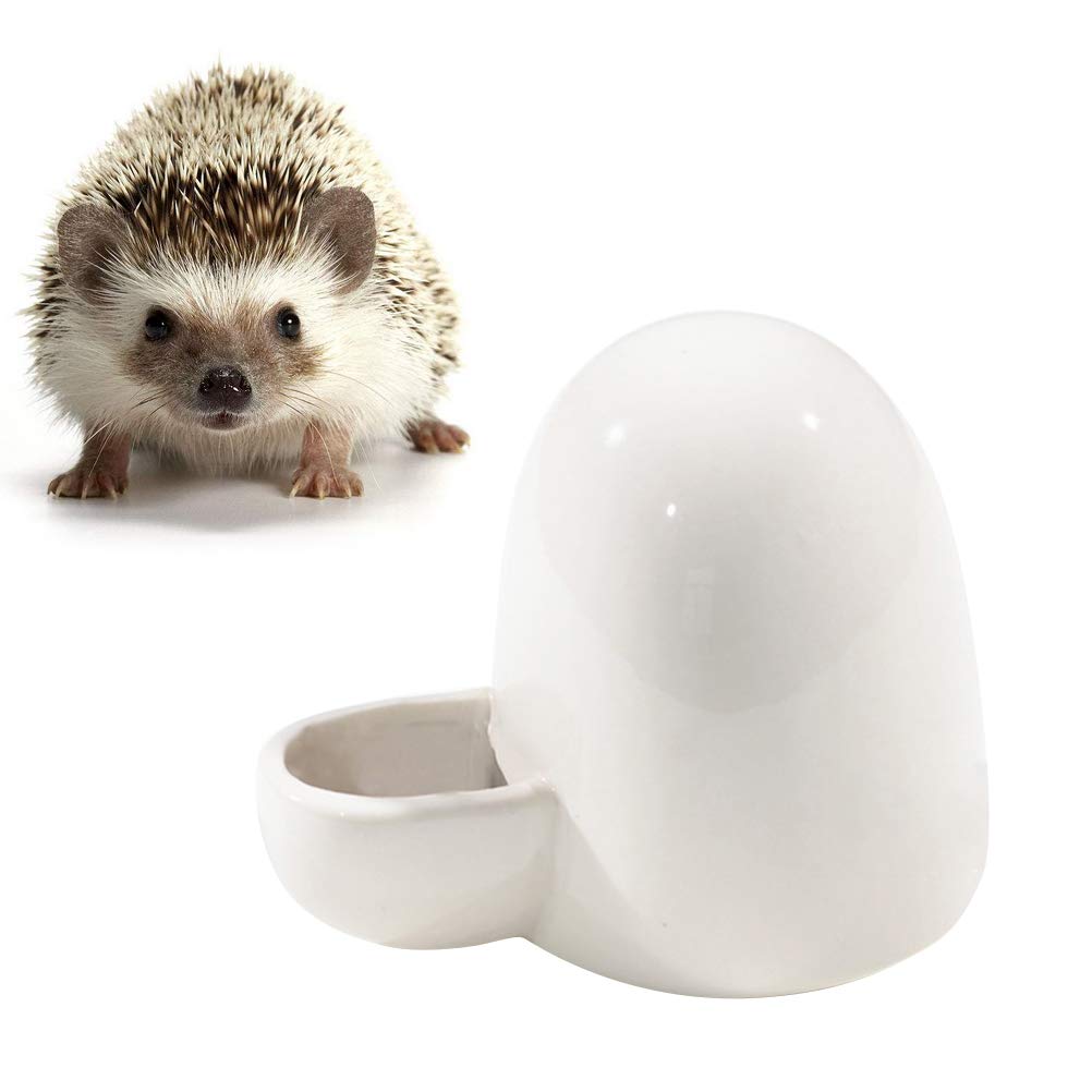 ULTECHNOVO Ceramic Pet Water Feeder - Small Animal Drinking Fountain for Guinea Pigs, Hamsters, Hedgehogs | Leak-Proof Water Bottle & Food Bowl Combo | Perfect for Cages, Travel & Home Use (White)