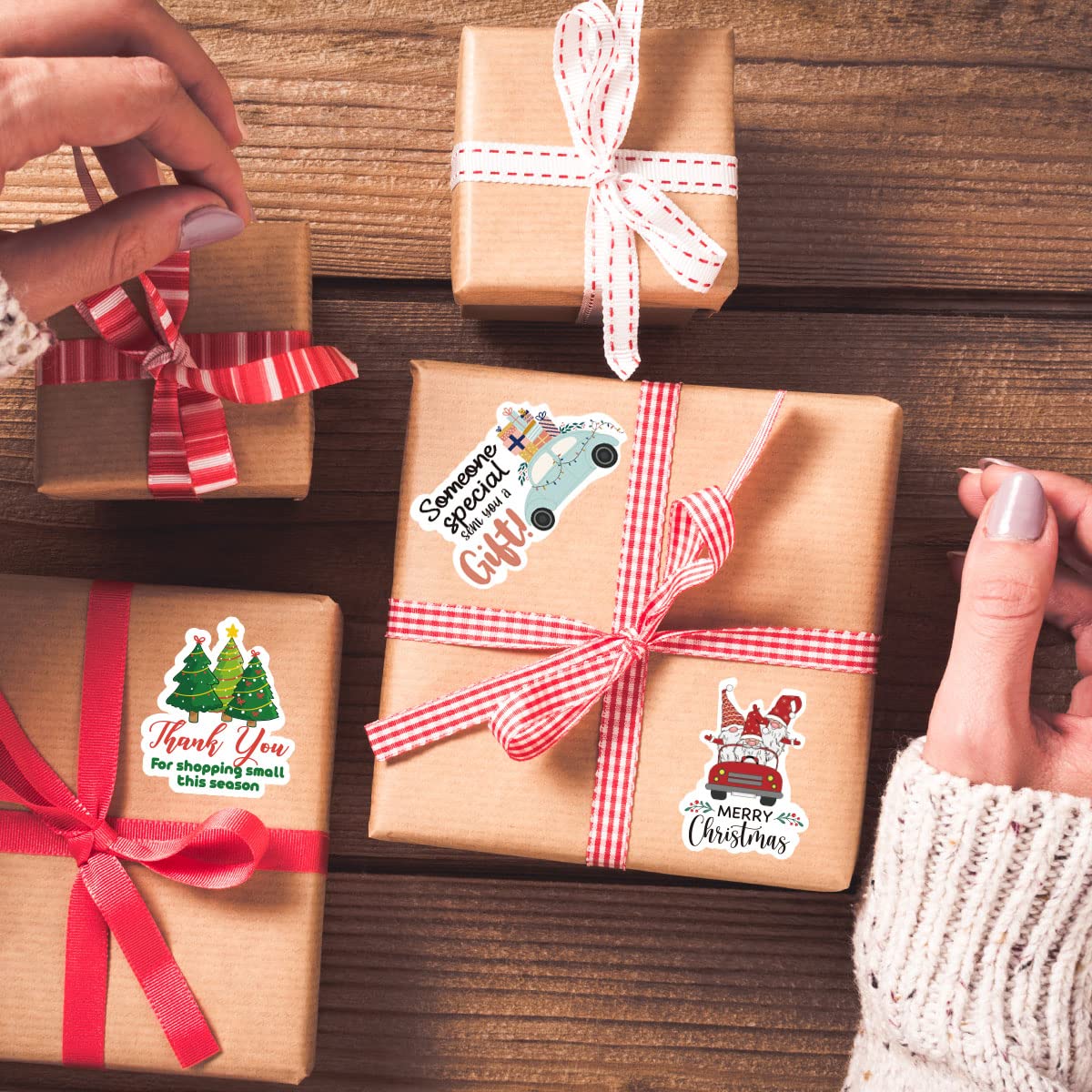 200 PCS Cute Christmas Theme Small Business Stickers for Envelopes, Packages, Handmade Goods & Bags - Perfect for Small Shop Branding & Holiday Gift Sealing (Ideal for Etsy Sellers, Online Shops & Craft Businesses)