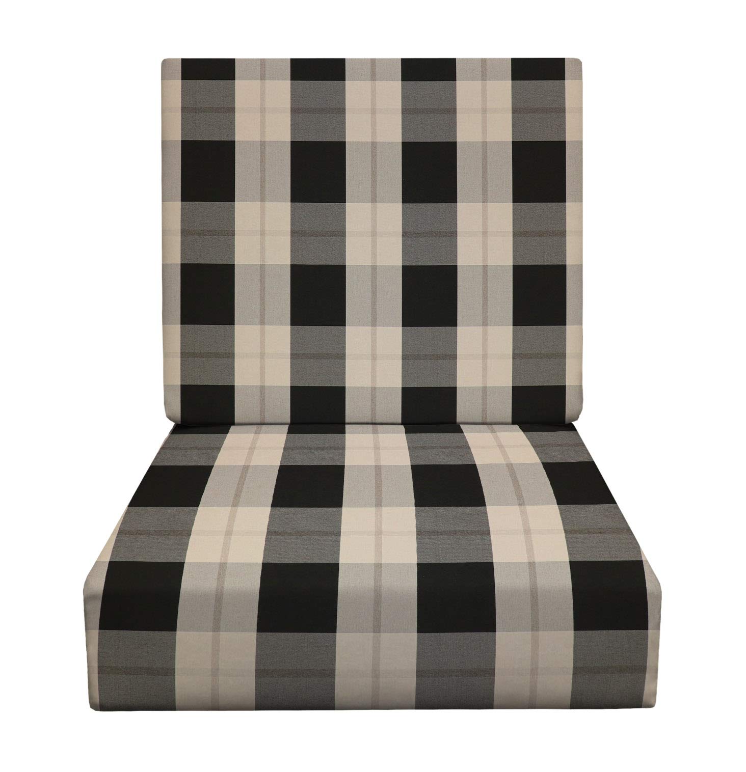RSH Décor Indoor/Outdoor Deep Seating Cushion Set - 26”x30”x5” Seat & 26”x20”x3” Back Cushion - Waterproof Foam Furniture Cushions - Branson Pewter Black Buffalo Color - Perfect for Patio, Deck, Poolside & Sunroom Furniture
