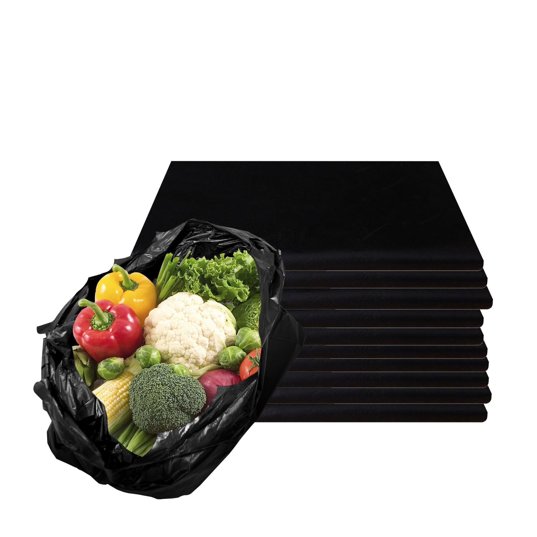 EcoQuality Plastic Black T-Shirt Bags 3000 Count - 1/6 Size Reusable Shopping Bags, Grocery Bags & Poly Bags (11x6x21 Inches, 13 Micron) - Perfect for Retail Stores, Supermarkets, Restaurants & Home Organization