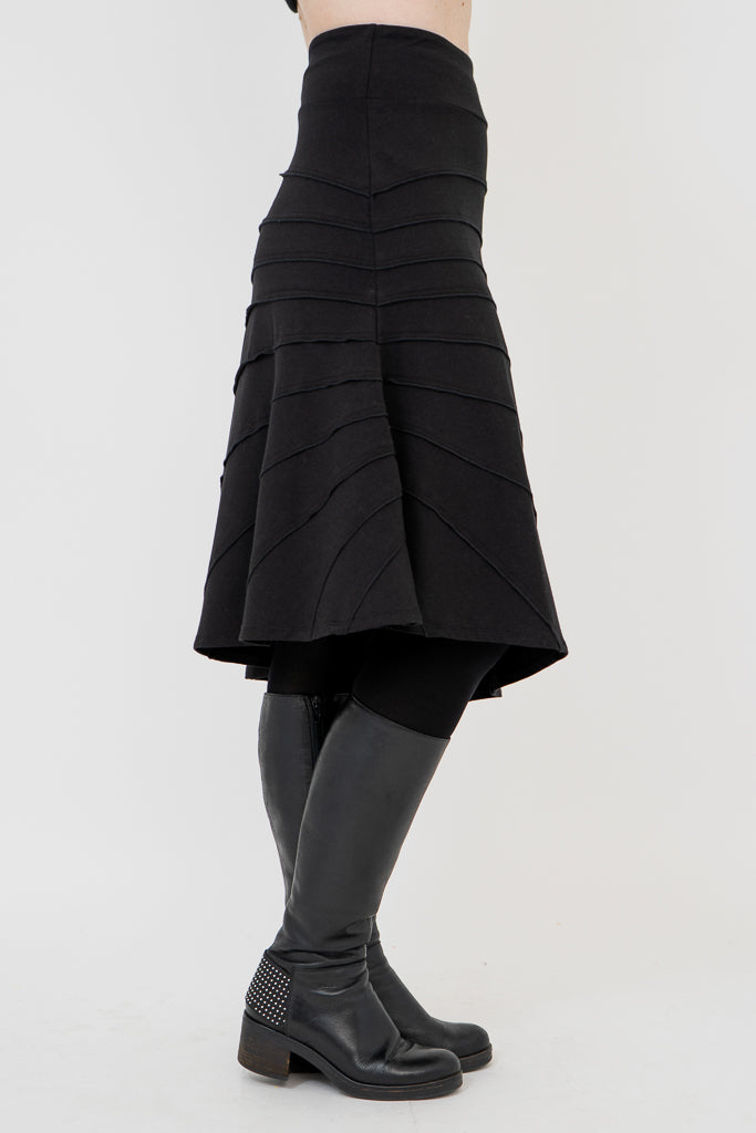 Beverly Skirt - Black Bamboo Fabric Women's Midi Skirt - Perfect for Office Wear, Casual Outfits & Summer Dresses
