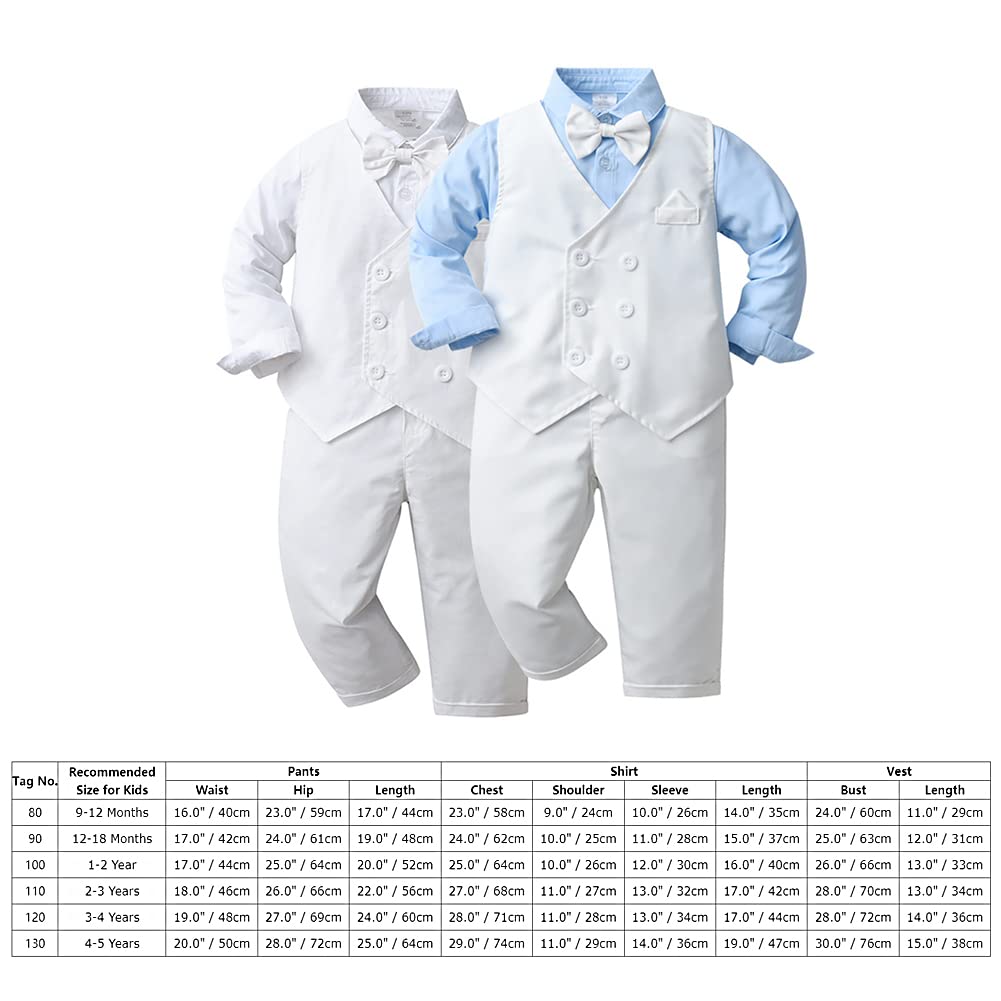 IDOPIP Toddler Boys Fall Winter Outfits - Long Sleeve Shirt with Bowtie, Vest Waistcoat & Overalls Set | Warm Dressy Clothes for Baby Boys 1-3 Years | Perfect for Holidays, Parties & Family Photos