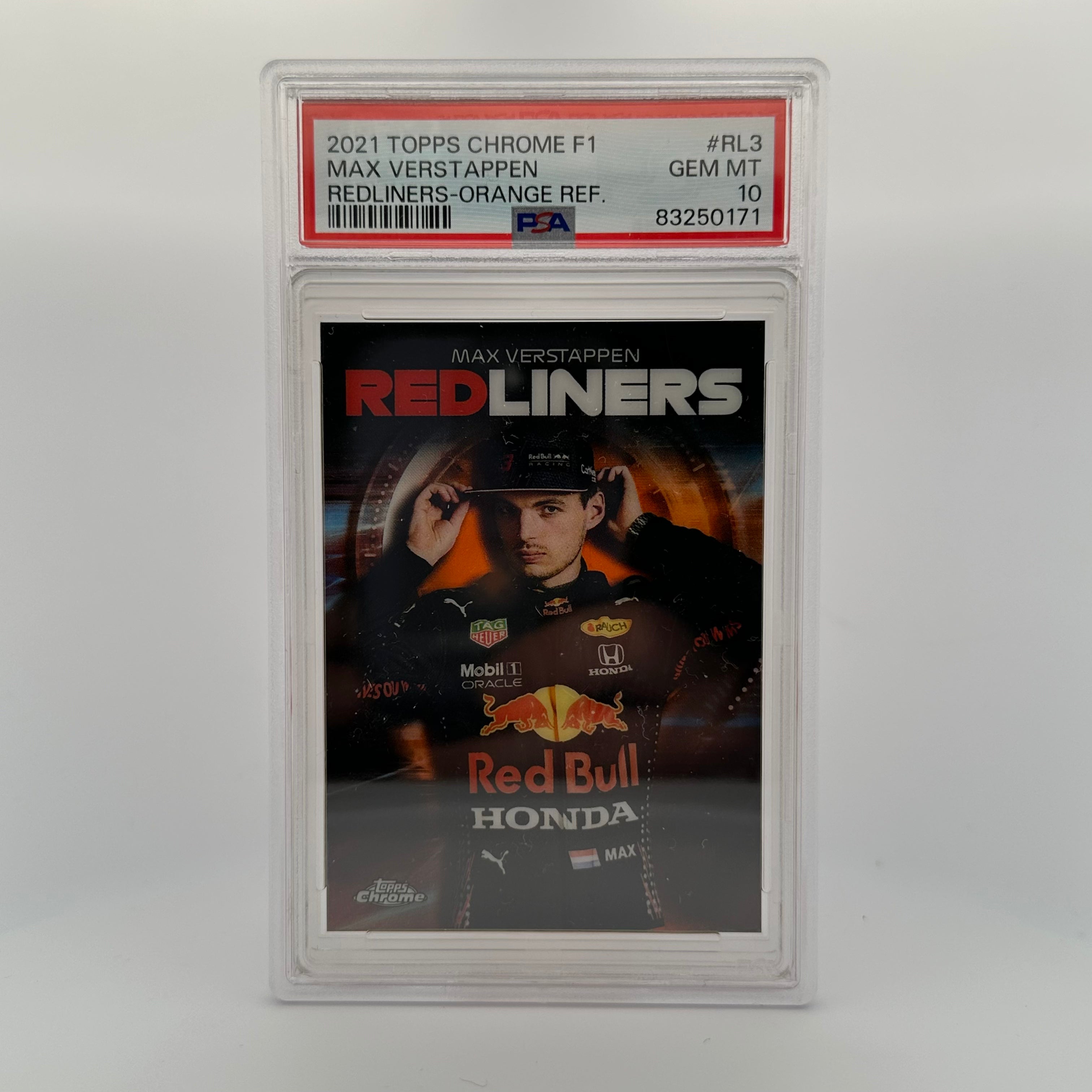 PSA 10 14/25 Max Verstappen #RL3 Redliners Orange Refractor - Rare Racing Card for Collectors & Fans - Perfect for Display, Trading, and Investment