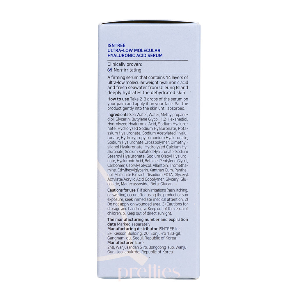 Isntree Ultra Low Molecular Hyaluronic Acid Serum 50ml - Deep Hydration for Dry Skin, Anti-Aging Face Treatment - Perfect for Daily Skincare Routine & Nighttime Moisturizing