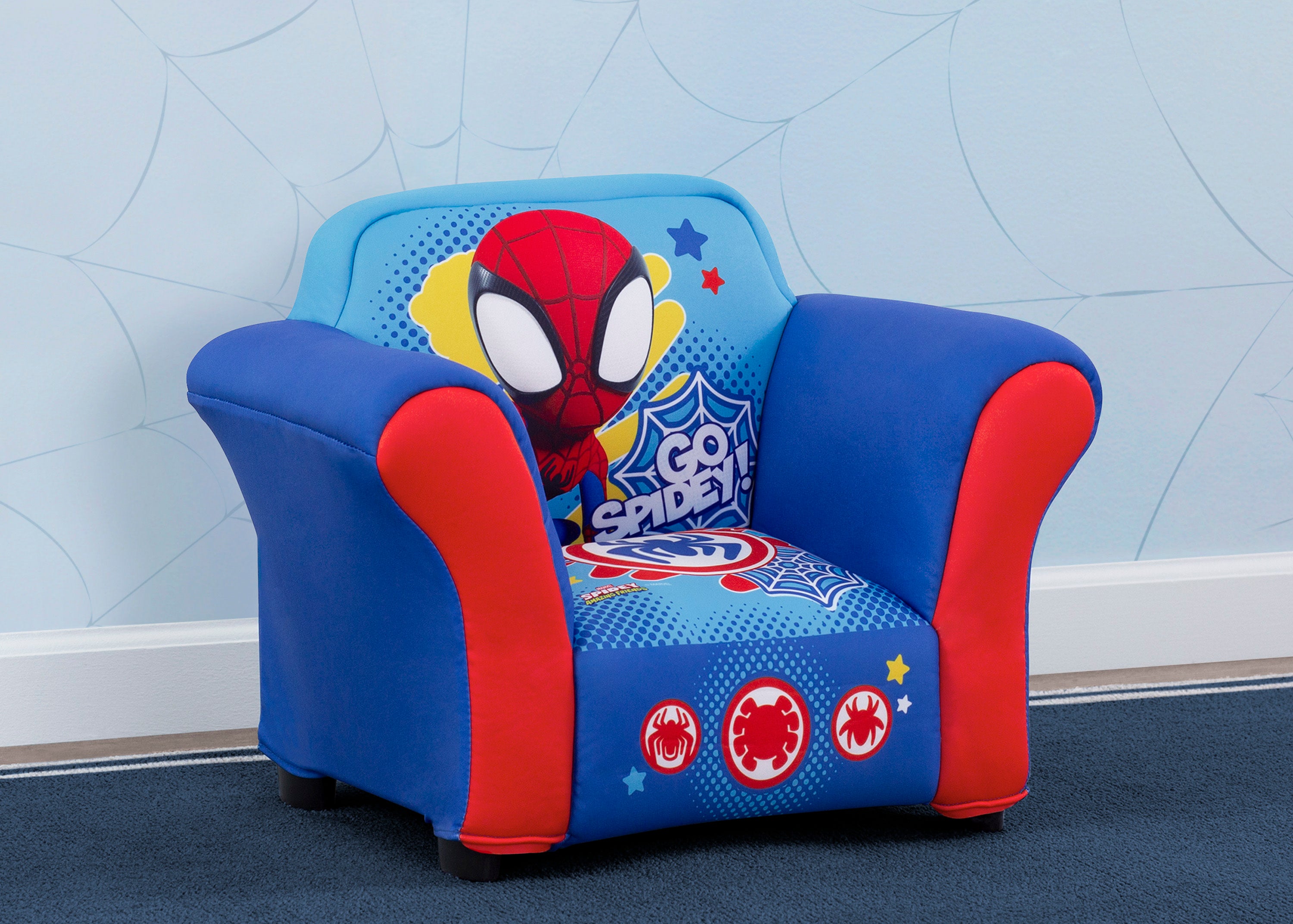 Spidey and His Amazing Friends Kids Upholstered Chair with Sturdy Plastic Frame - Perfect for Playrooms, Bedrooms, and Superhero-Themed Decor