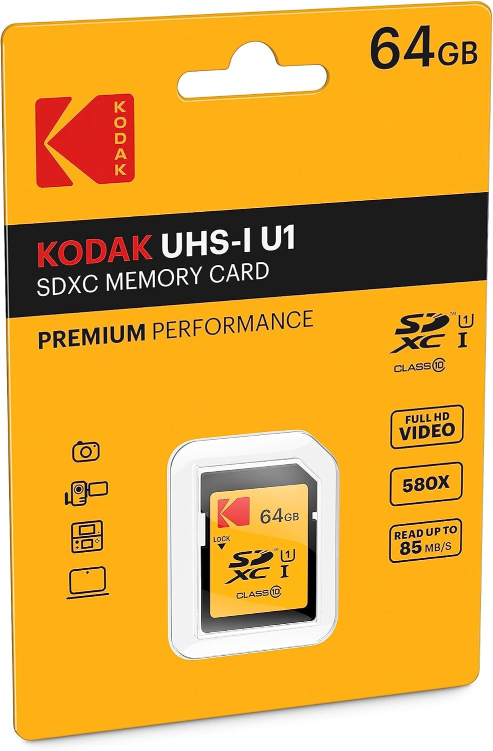 Kodak 64GB SDXC UHS-I U1 V10 Memory Card - High Speed for DSLR Cameras, Drones & 4K Video Recording - Premium Performance & Reliable Storage