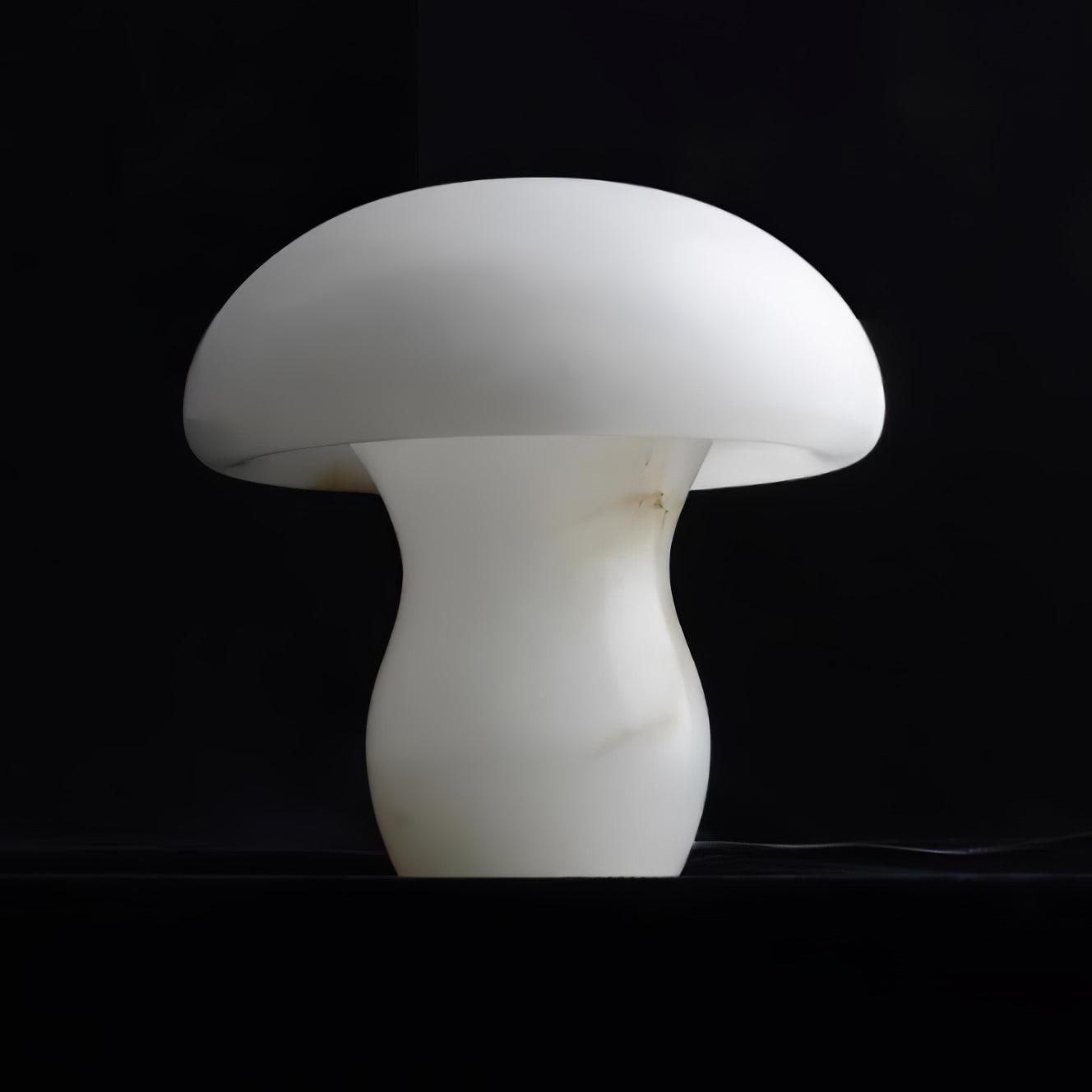 Alabaster Mushroom Table Lamp - Elegant Handcrafted Nightstand Light for Bedroom, Living Room & Office Decor