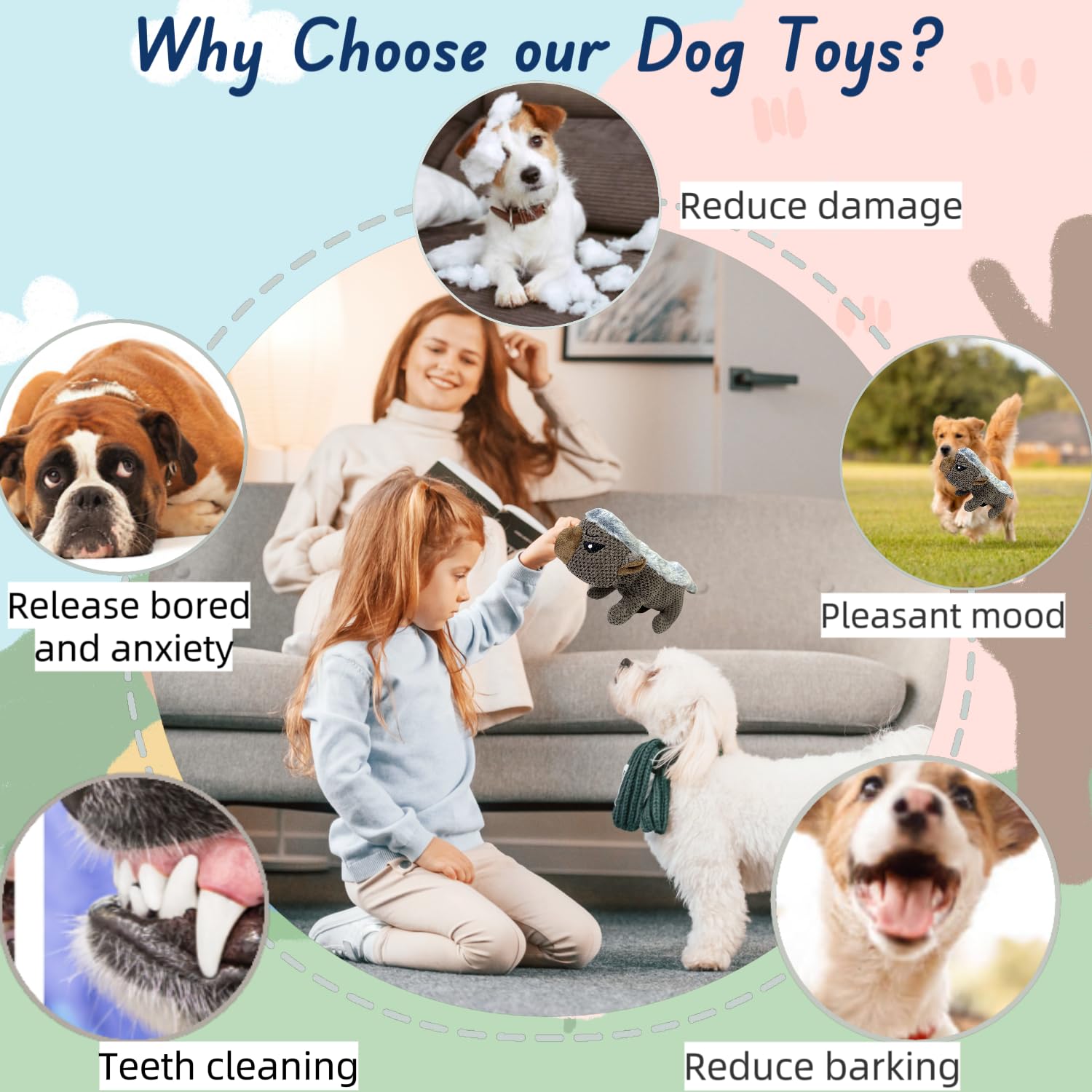 Durable Dog Toys for Aggressive Chewers - Squeaky Crinkle Plush Chew Toys for Small & Medium Dogs | Interactive Tug of War Toys for Teething Puppies & Tough Chewers | Perfect for Indoor Play, Outdoor Fetch & Keeping Dogs Entertained
