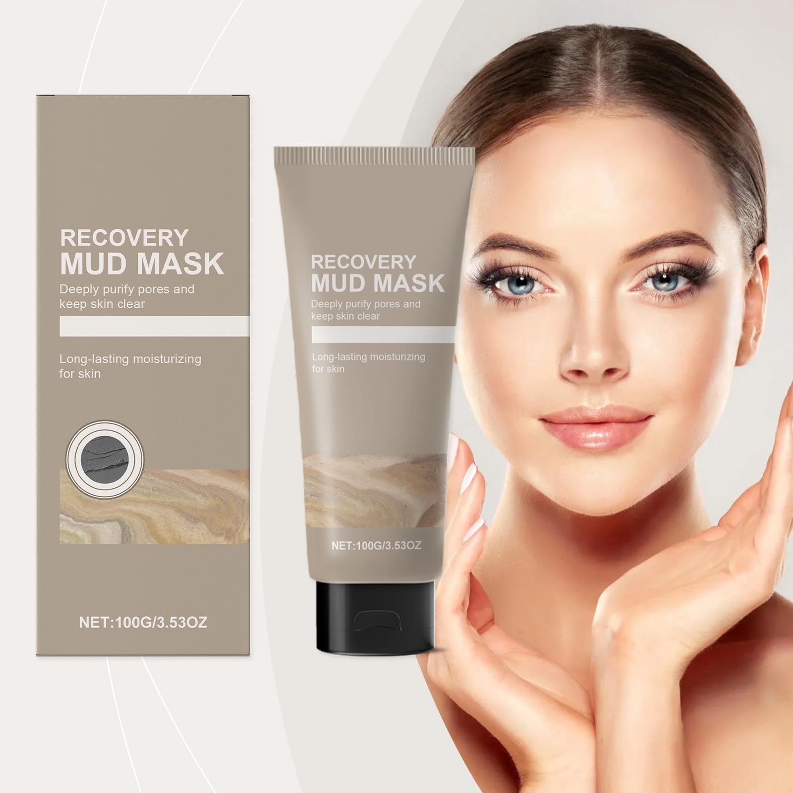 Recovery Mud Mask for Face & Body - Hydrating & Moisturizing Deep Pore Cleanser with Natural Ingredients | Gentle Oil Control Clay Mask for Acne Relief & Skin Detox | Perfect for Spa Day & Self-Care Routine (1pc)