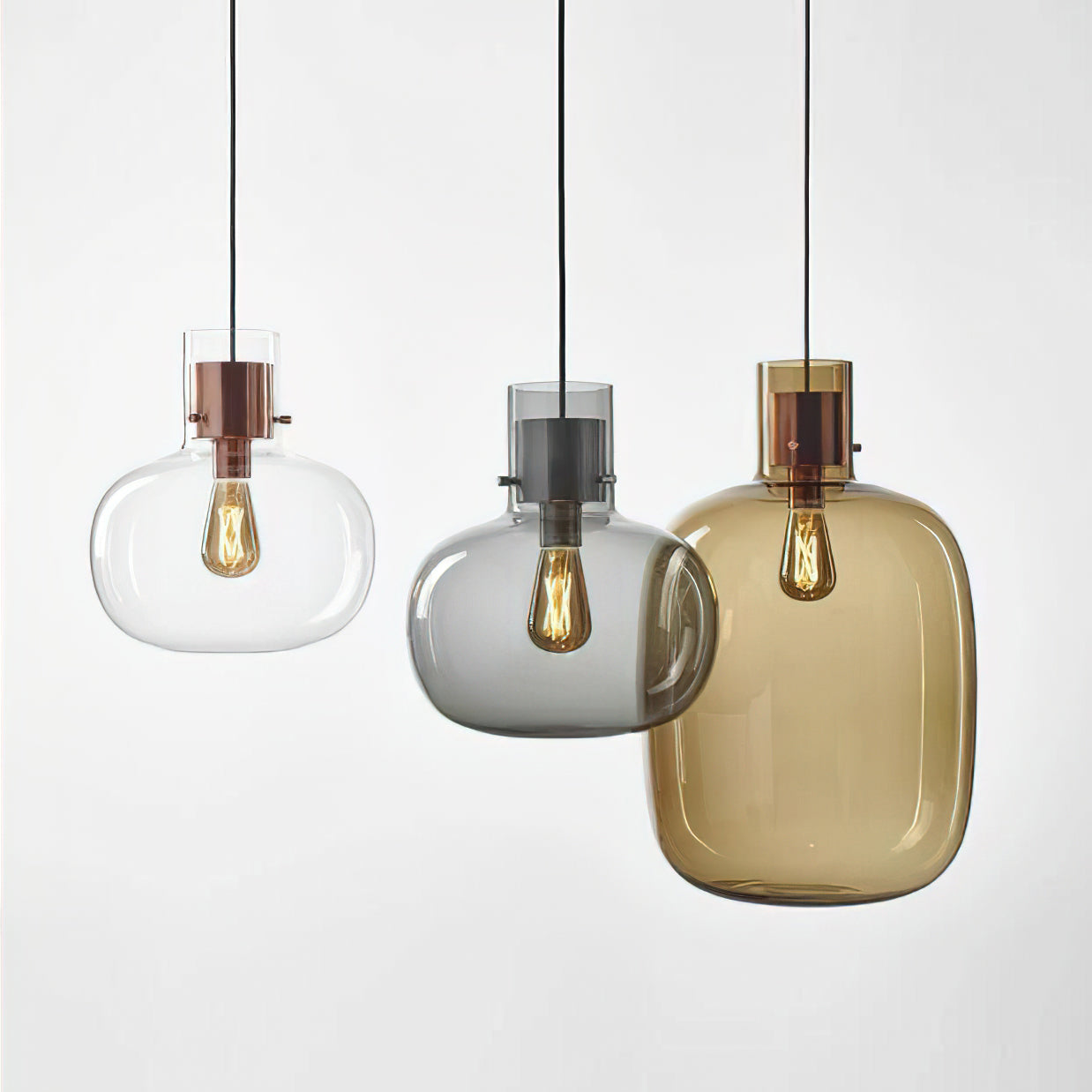 Cambre Glass Pendant Light - Modern Hanging Fixture for Kitchen Island, Dining Room & Bedroom Lighting - Dimmable LED Chandelier with Clear Glass Shade