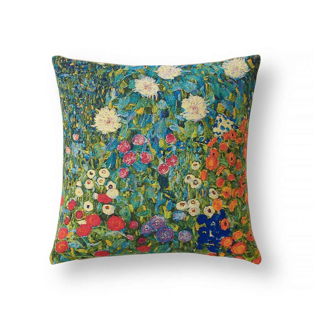 Klimt Garden Pillow - Bohemian Floral Decorative Throw Pillow Cover for Couch, Bed, Sofa - Inspired by Gustav Klimt Art - Perfect for Home Decor, Living Room, Bedroom