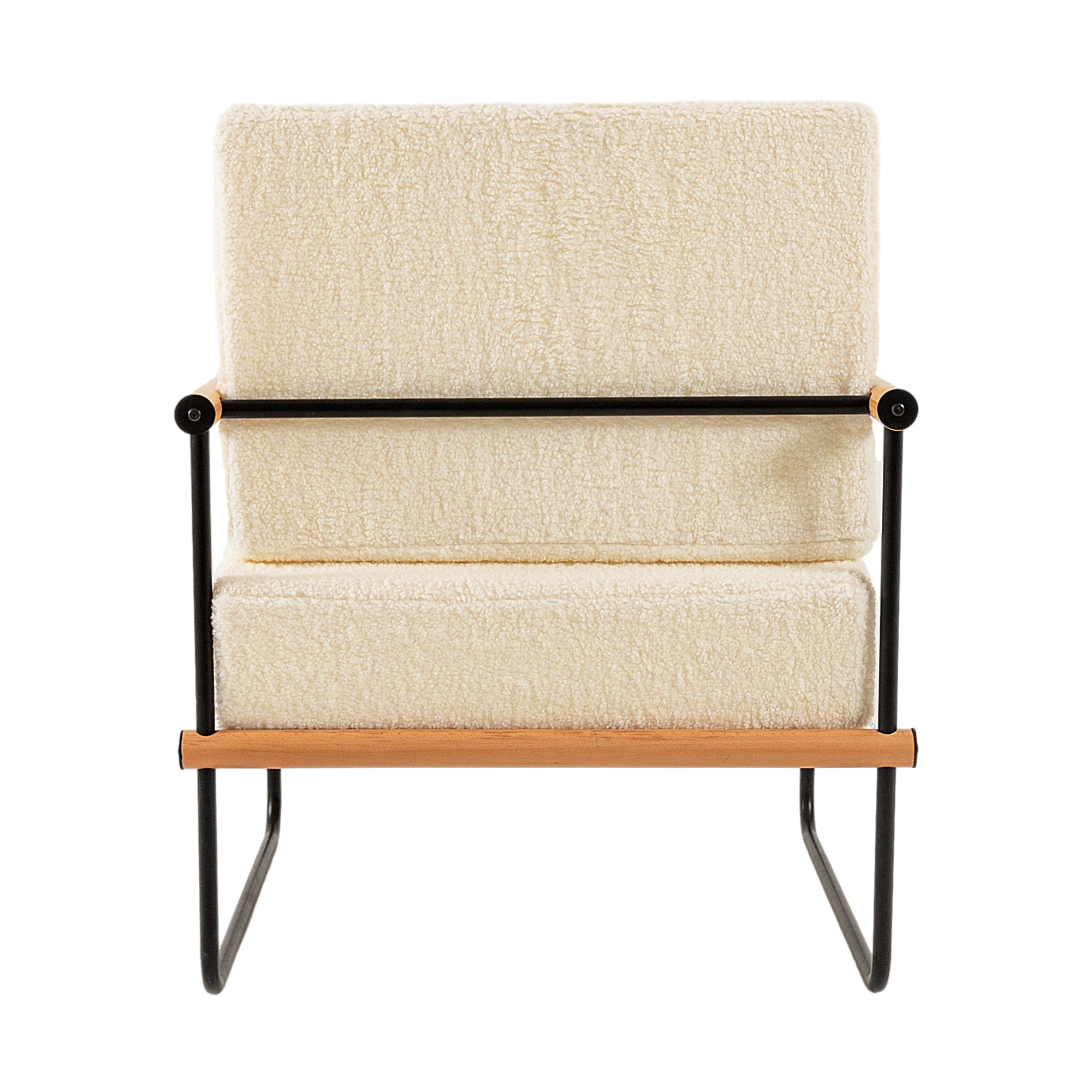 MAXYOYO White Framed Upholstered Armchair - Modern Metal & Wood Accent Chair with Thick Cushioning | Perfect for Living Room, Bedroom, or Office Decor
