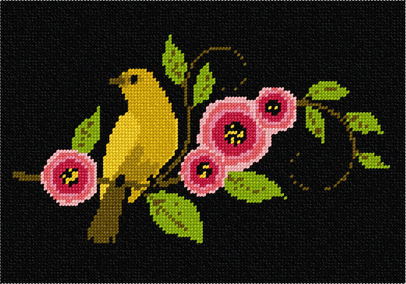 Pepita Needlepoint Kit - Bird and Flowers Embroidery Set (10