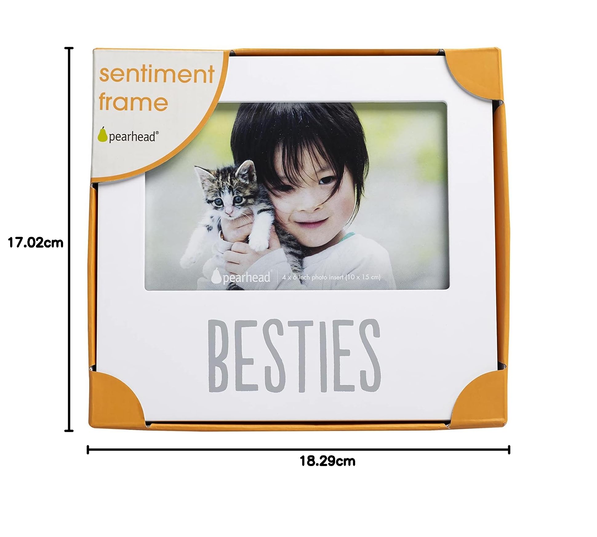 Pearhead Besties Frame - Pet Picture Frame for Cats & Dogs, Baby Keepsake Gift, Nursery Décor in White | Perfect for Pet Memorials, Baby Rooms & Family Photo Displays